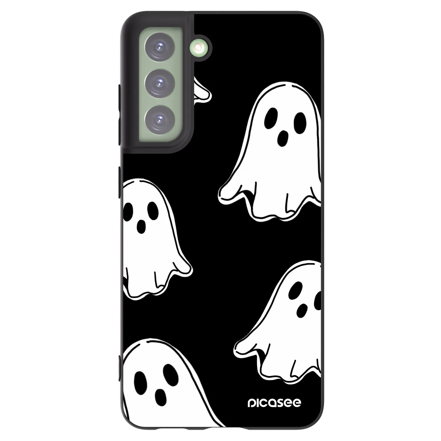 Picasee silikonowe czarne etui na Samsung Galaxy S21 FE 5G - Black ghosts