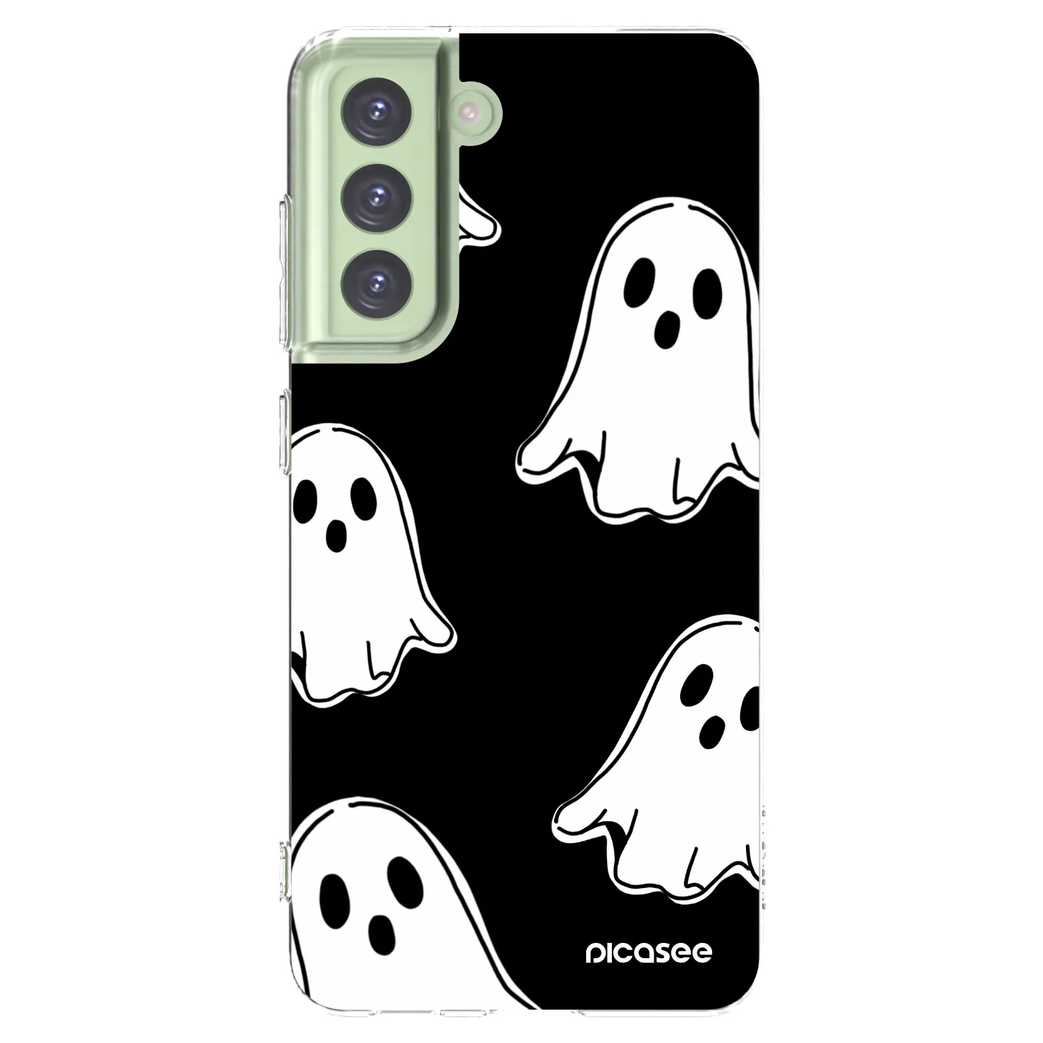 Picasee silikonowe przeźroczyste etui na Samsung Galaxy S21 FE 5G - Black ghosts
