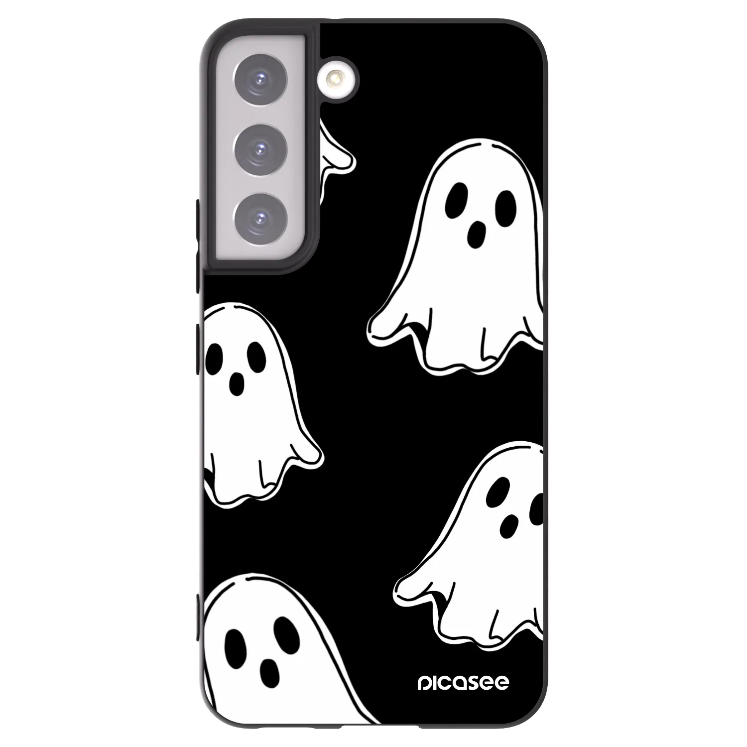 Picasee silikonowe czarne etui na Samsung Galaxy S22 5G - Black ghosts