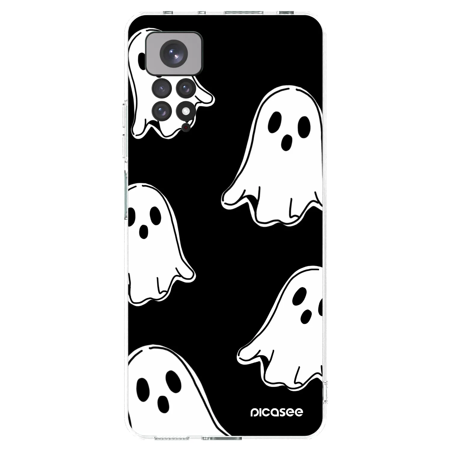 Picasee silikonowe przeźroczyste etui na Xiaomi Redmi Note 11 - Black ghosts