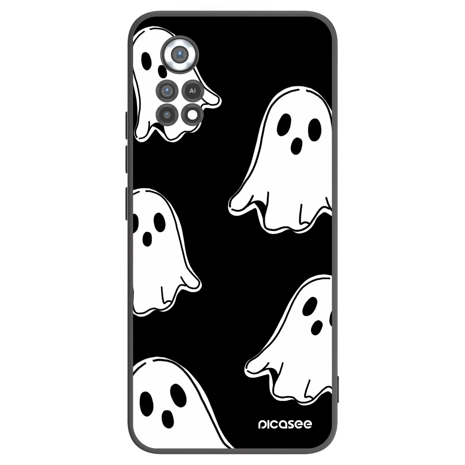 Picasee silikonowe czarne etui na Xiaomi Poco X4 Pro 5G - Black ghosts