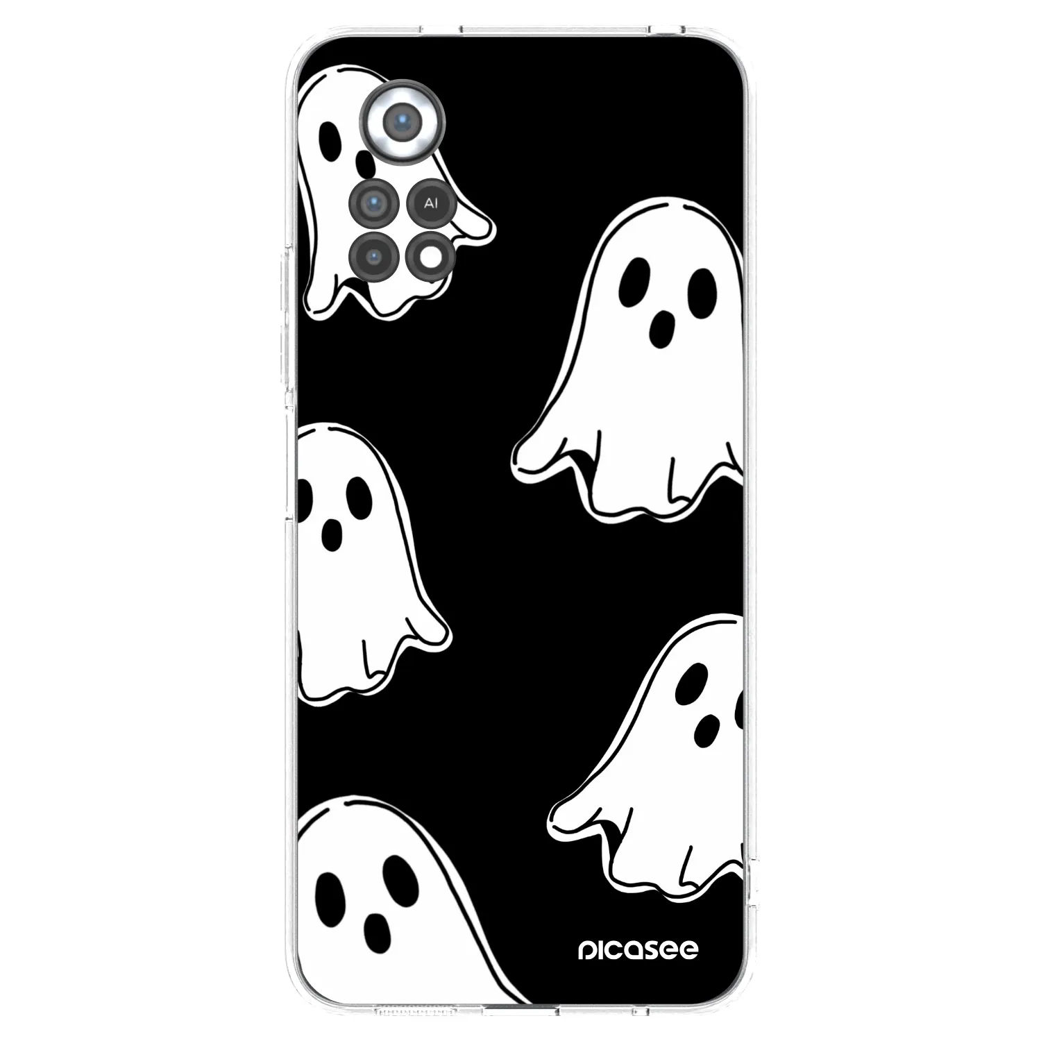 Picasee silikonowe przeźroczyste etui na Xiaomi Poco X4 Pro 5G - Black ghosts