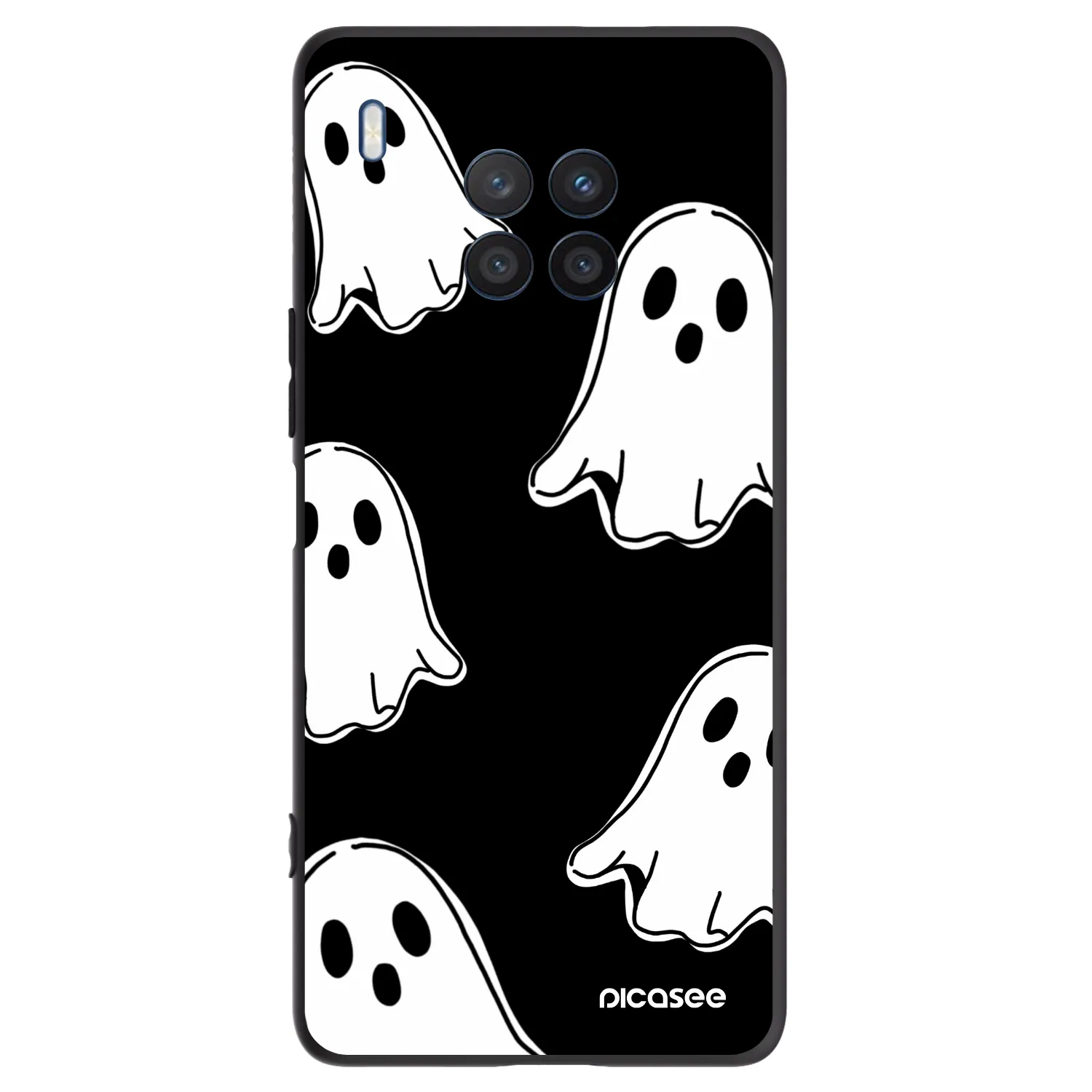 Picasee silikonowe czarne etui na Honor 50 Lite - Black ghosts
