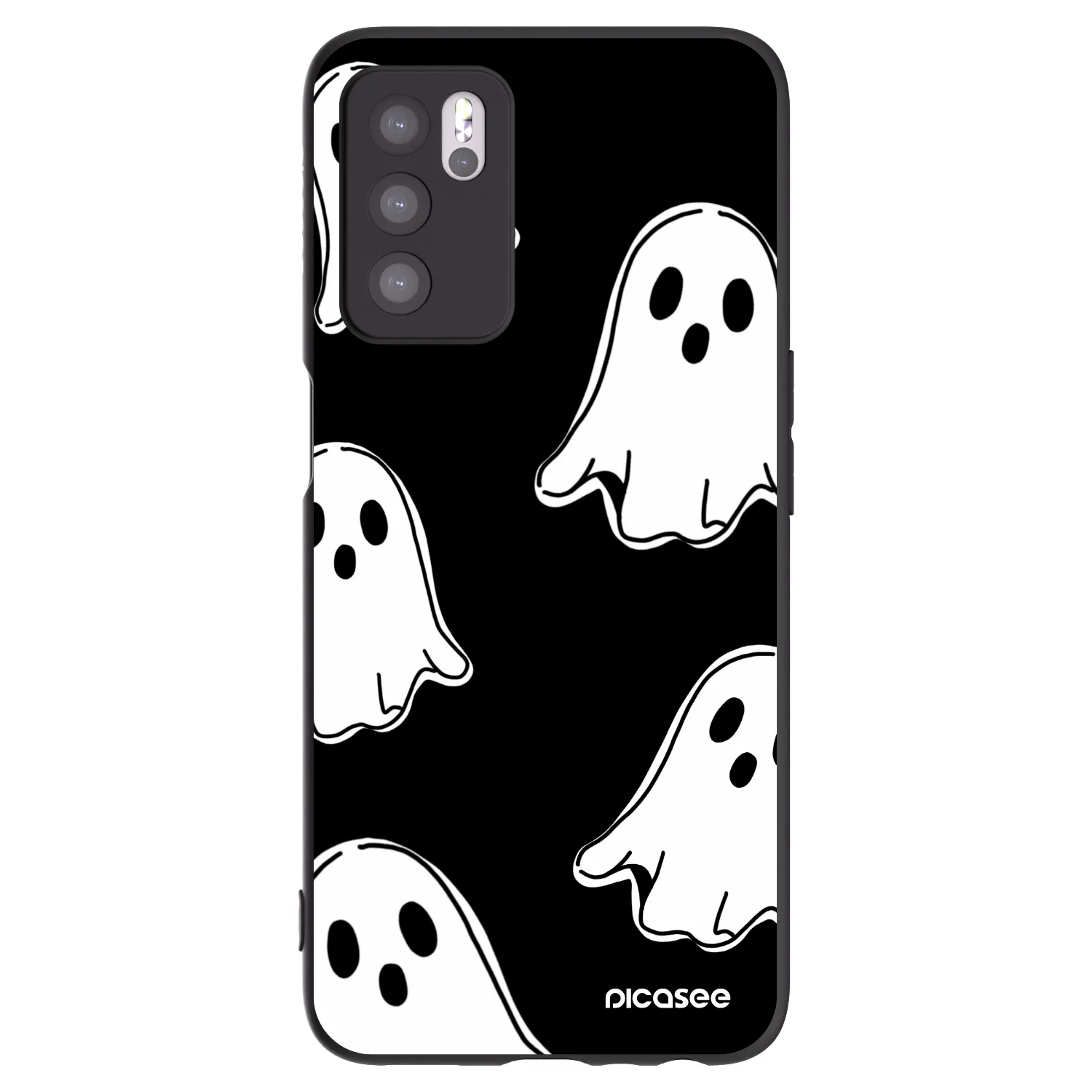 Picasee silikonowe czarne etui na OPPO A16 - Black ghosts