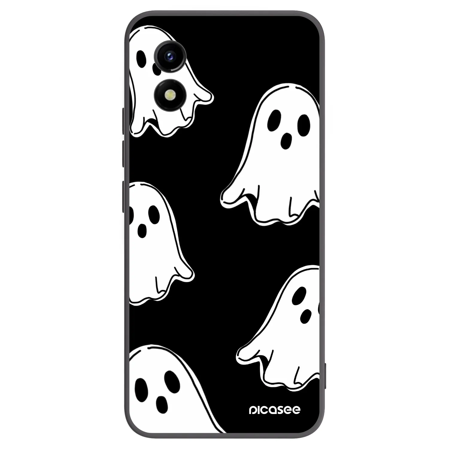 Picasee silikonowe czarne etui na Vivo Y01 - Black ghosts