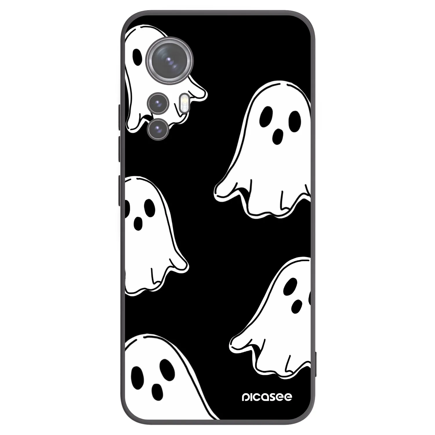 Picasee silikonowe czarne etui na Xiaomi 12X - Black ghosts
