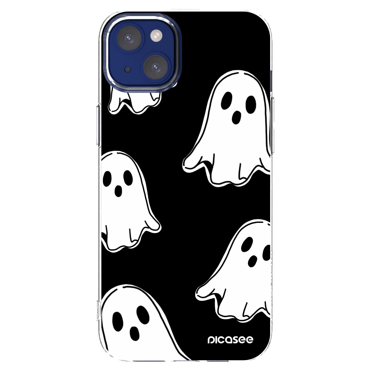 Picasee silikonowe przeźroczyste etui na Apple iPhone 14 Plus - Black ghosts