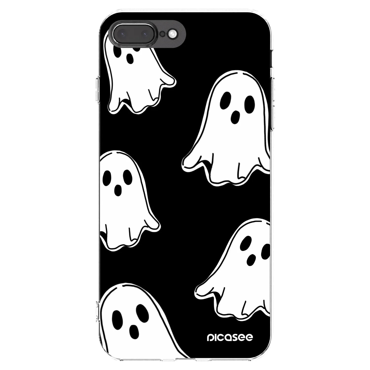 Picasee silikonowe przeźroczyste etui na Apple iPhone 8 Plus - Black ghosts