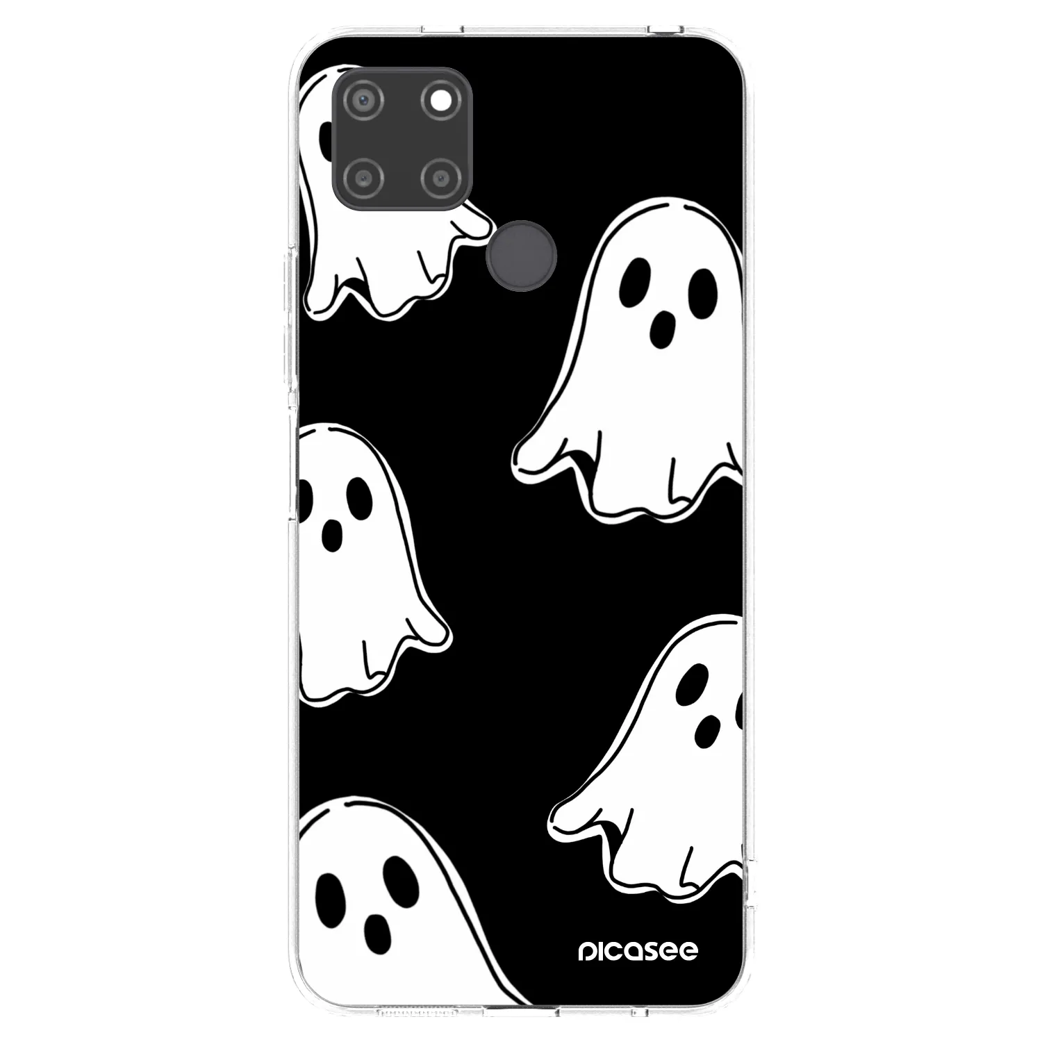 Picasee silikonowe przeźroczyste etui na Realme C21Y - Black ghosts