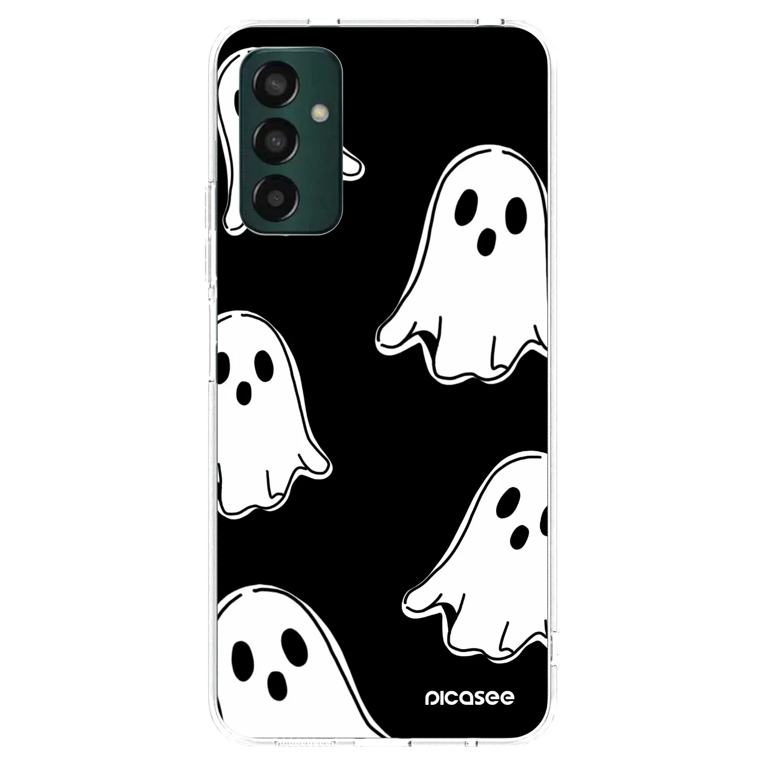 Picasee silikonowe przeźroczyste etui na Samsung Galaxy M13 M135F - Black ghosts