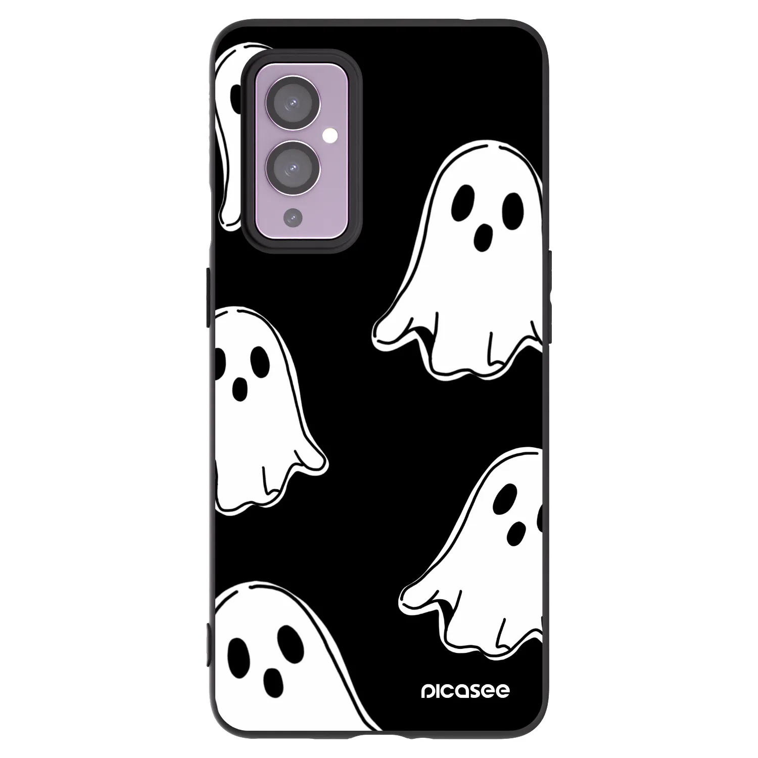 Picasee silikonowe czarne etui na OnePlus 9 - Black ghosts