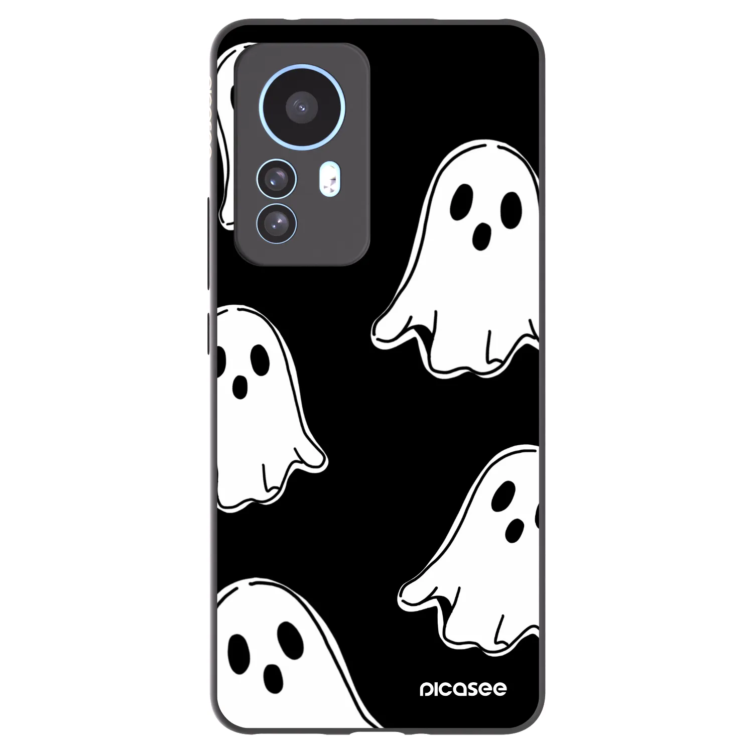 Picasee silikonowe czarne etui na Xiaomi 12T Pro - Black ghosts