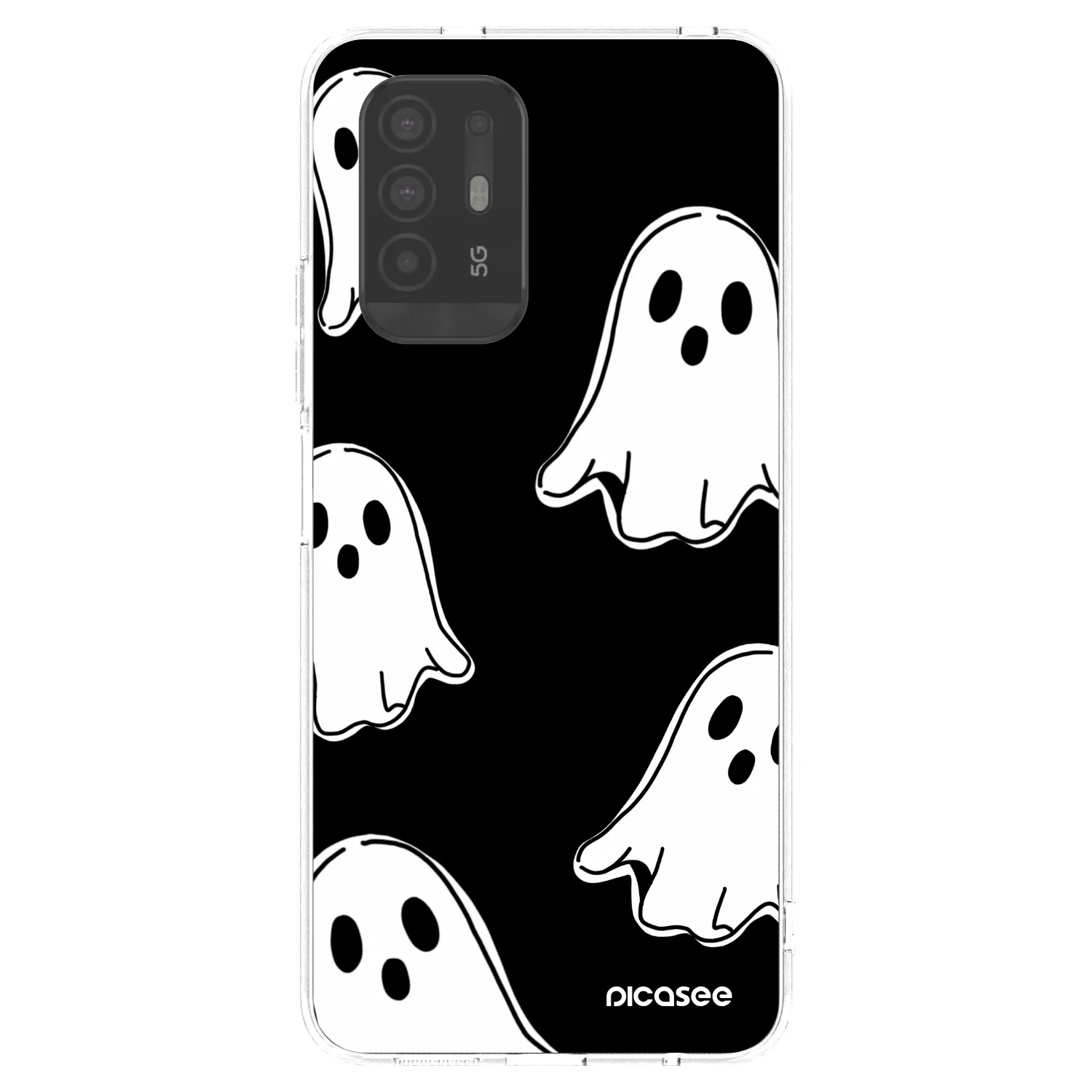 Picasee silikonowe przeźroczyste etui na OPPO A94 5G - Black ghosts