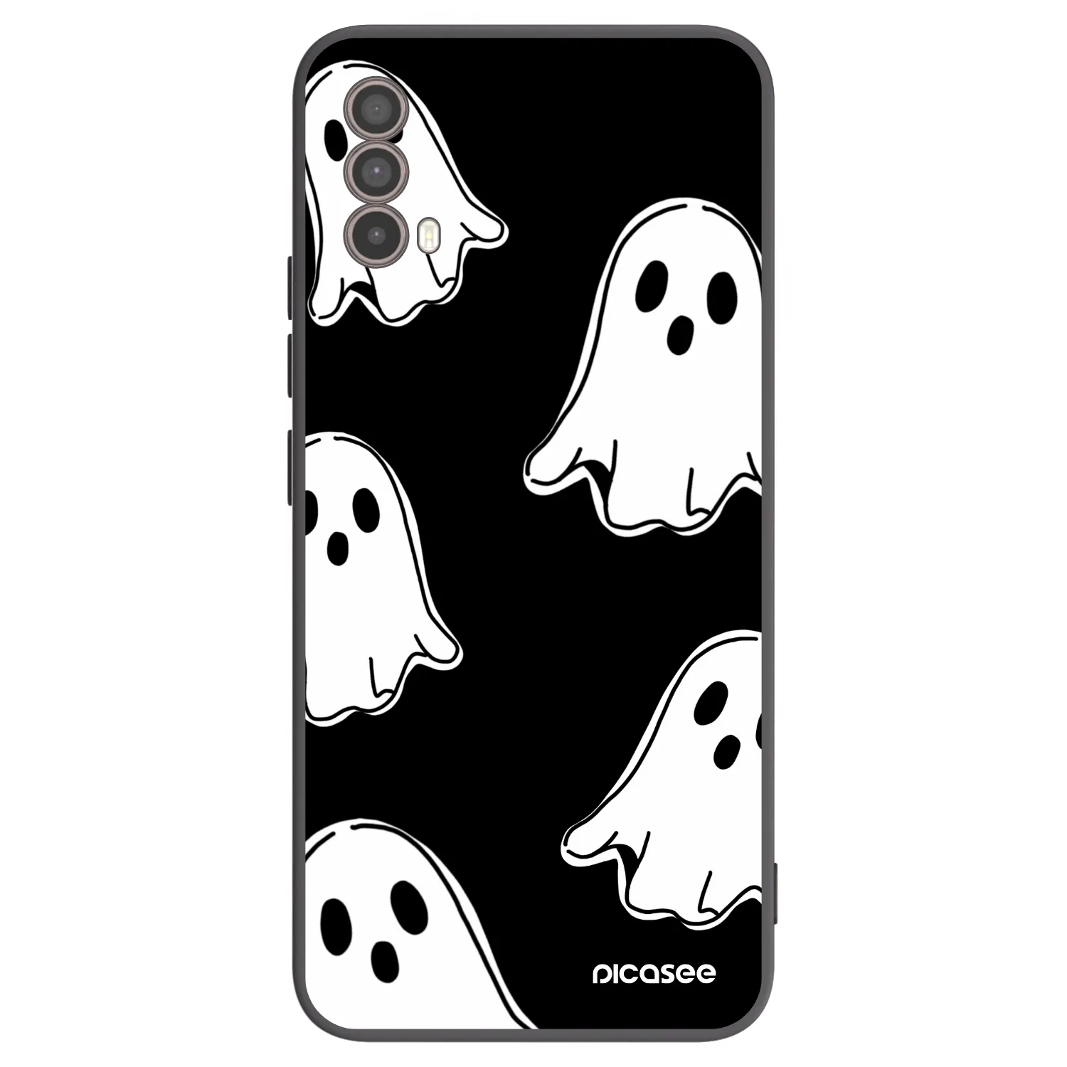 Picasee silikonowe czarne etui na Motorola Moto E40 - Black ghosts