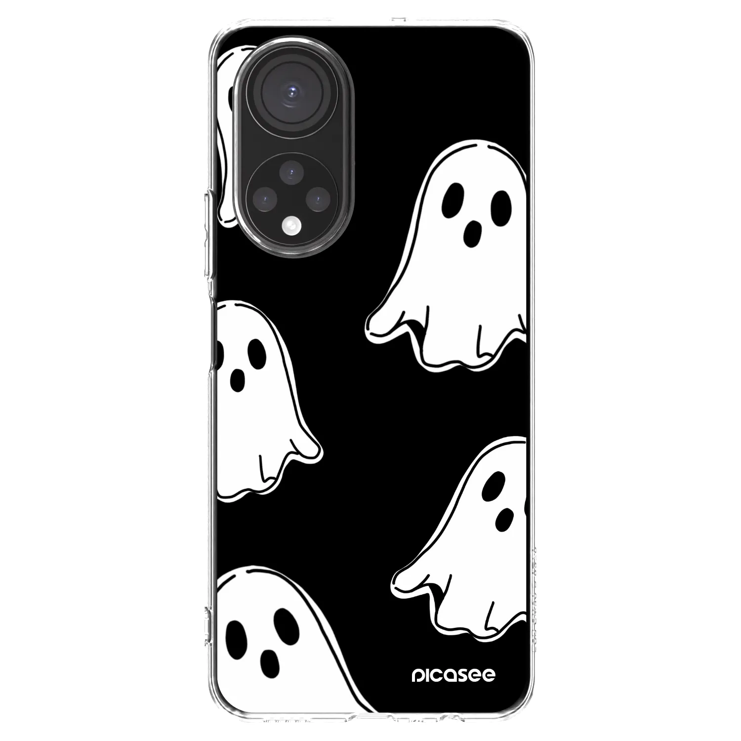 Picasee silikonowe przeźroczyste etui na Honor X7 - Black ghosts