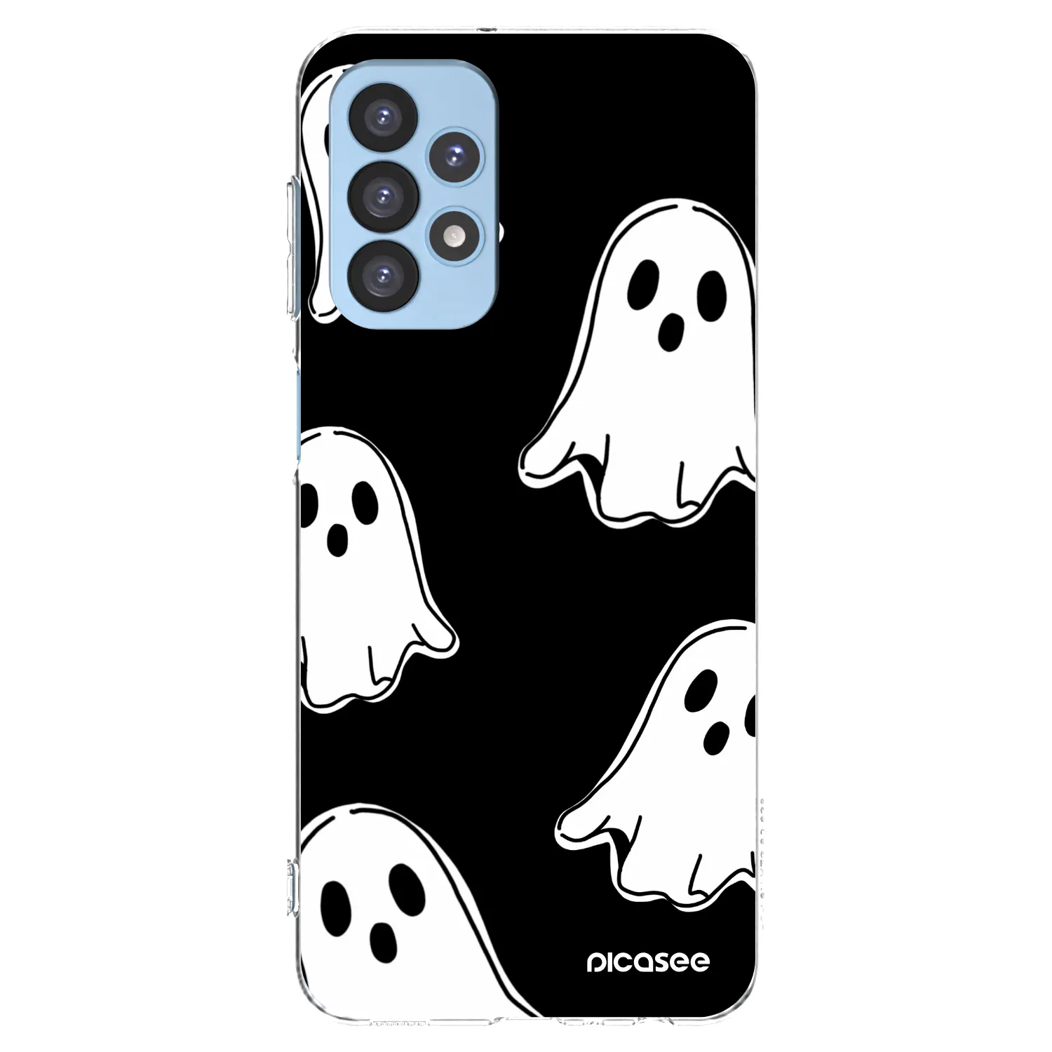 Picasee silikonowe przeźroczyste etui na Samsung Galaxy A23 A235F 4G - Black ghosts