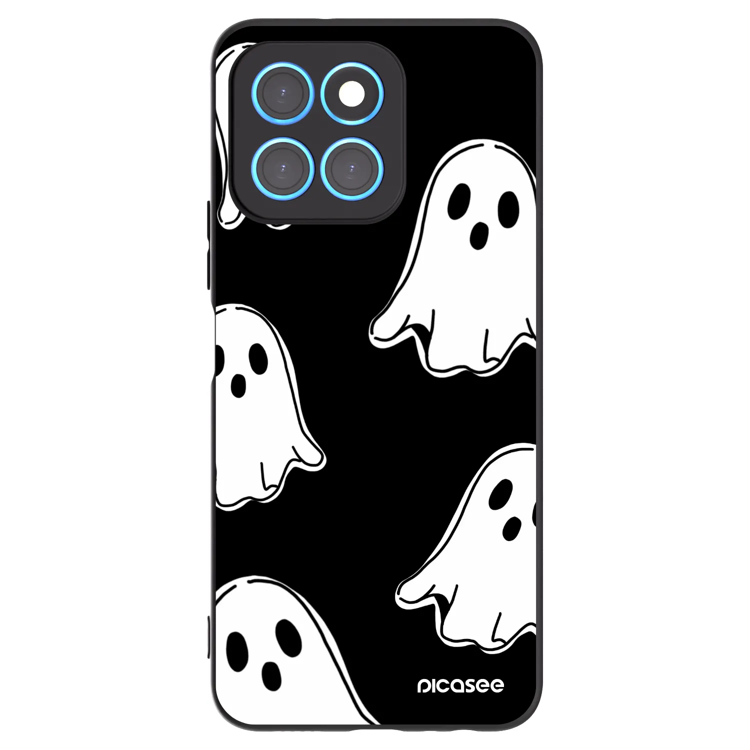 Picasee silikonowe czarne etui na Honor X8 5G - Black ghosts