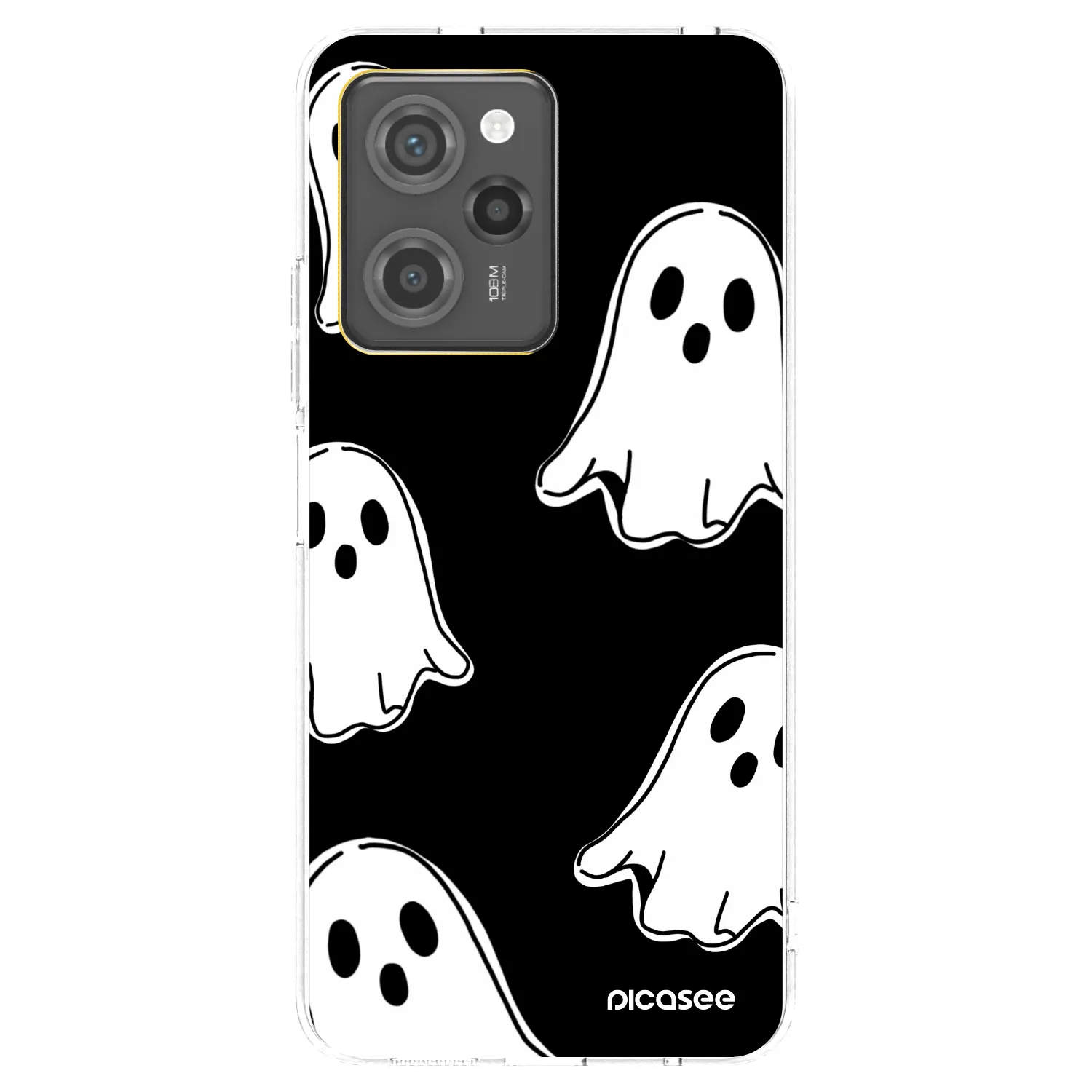 Picasee silikonowe czarne etui na Xiaomi Poco X5 Pro - Black ghosts