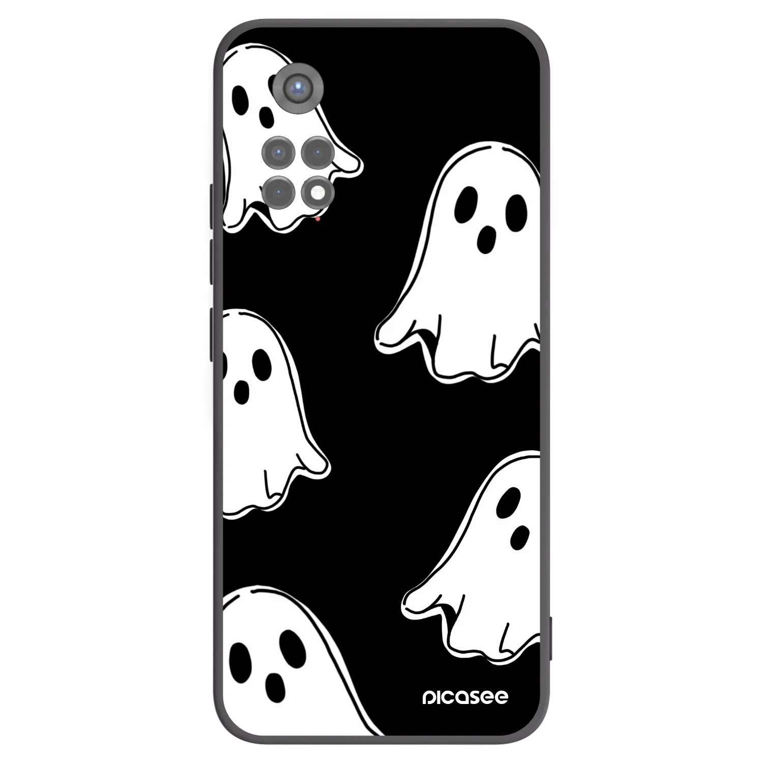 Picasee silikonowe czarne etui na Xiaomi Redmi Note 11S 5G - Black ghosts