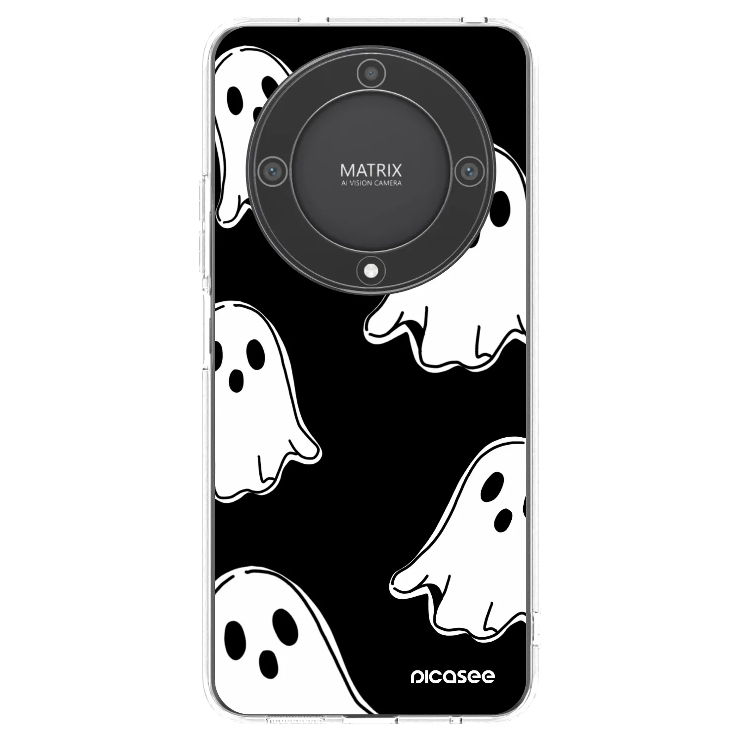 Picasee silikonowe przeźroczyste etui na Honor Magic5 Lite 5G - Black ghosts
