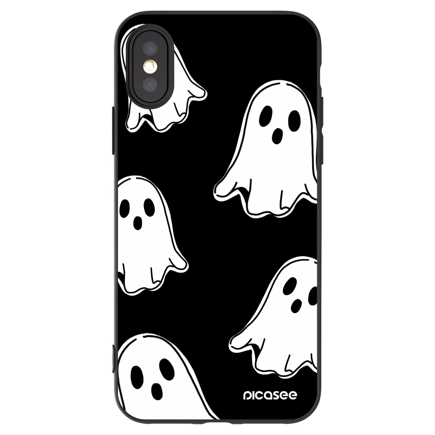 Picasee silikonowe czarne etui na Apple iPhone X/XS - Black ghosts