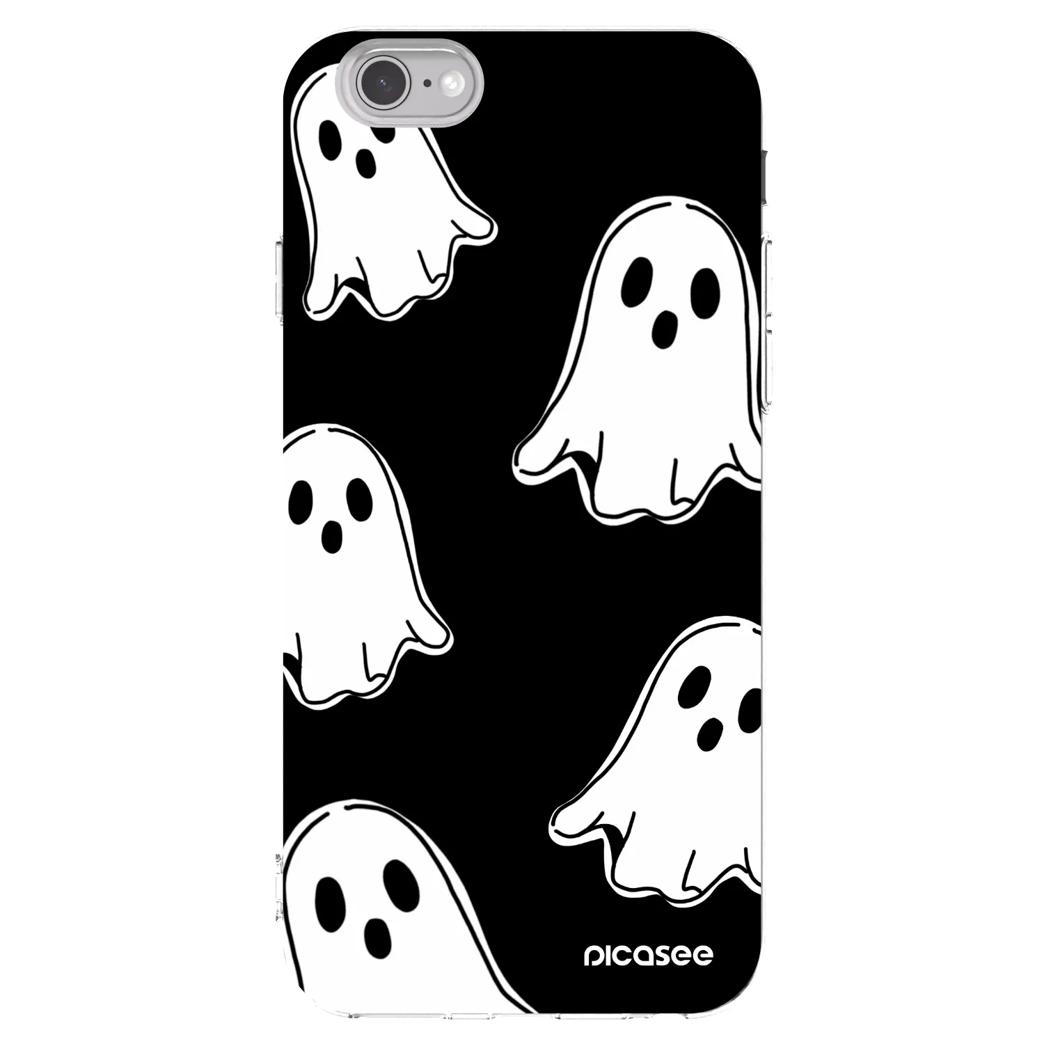 Picasee silikonowe przeźroczyste etui na Apple iPhone 6/6S - Black ghosts