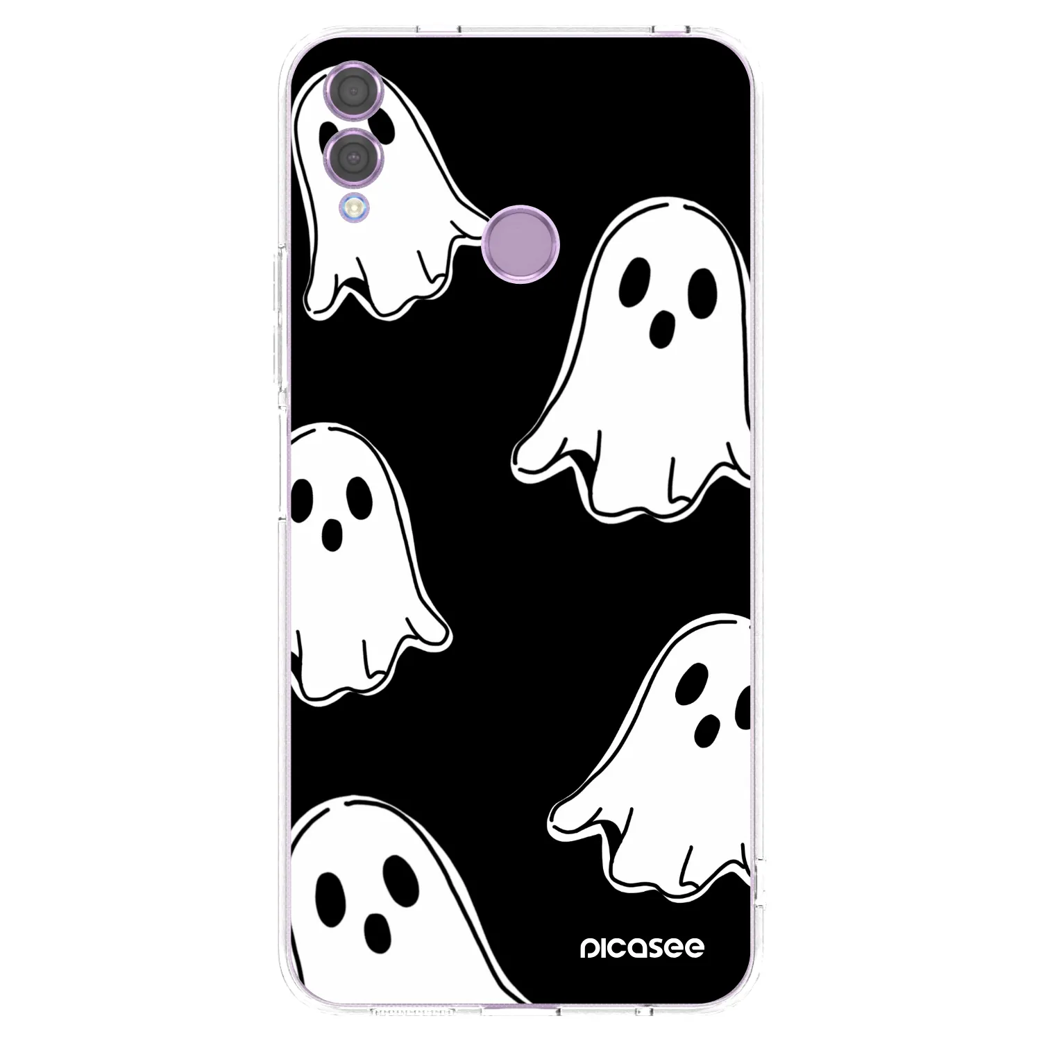 Picasee silikonowe przeźroczyste etui na Honor 8X - Black ghosts