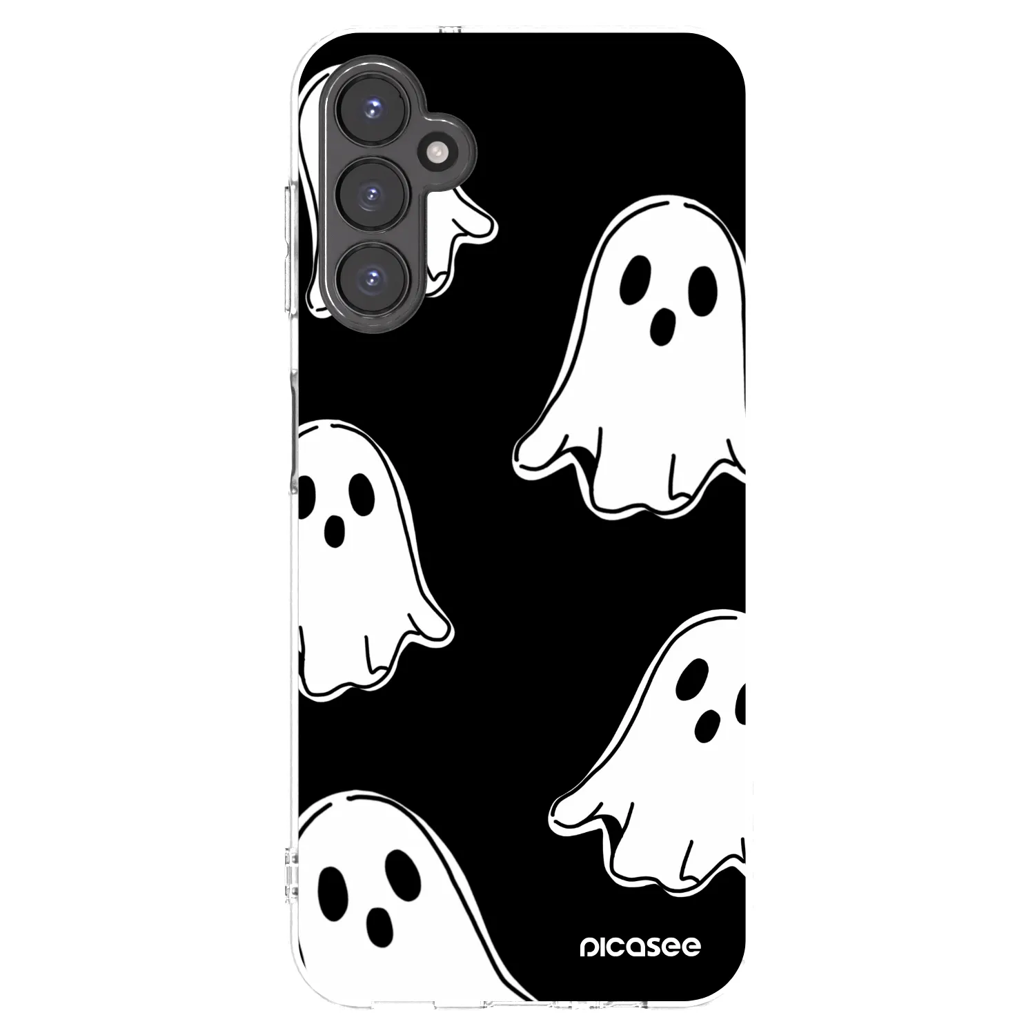 Picasee silikonowe przeźroczyste etui na Samsung Galaxy A14 5G A146P - Black ghosts
