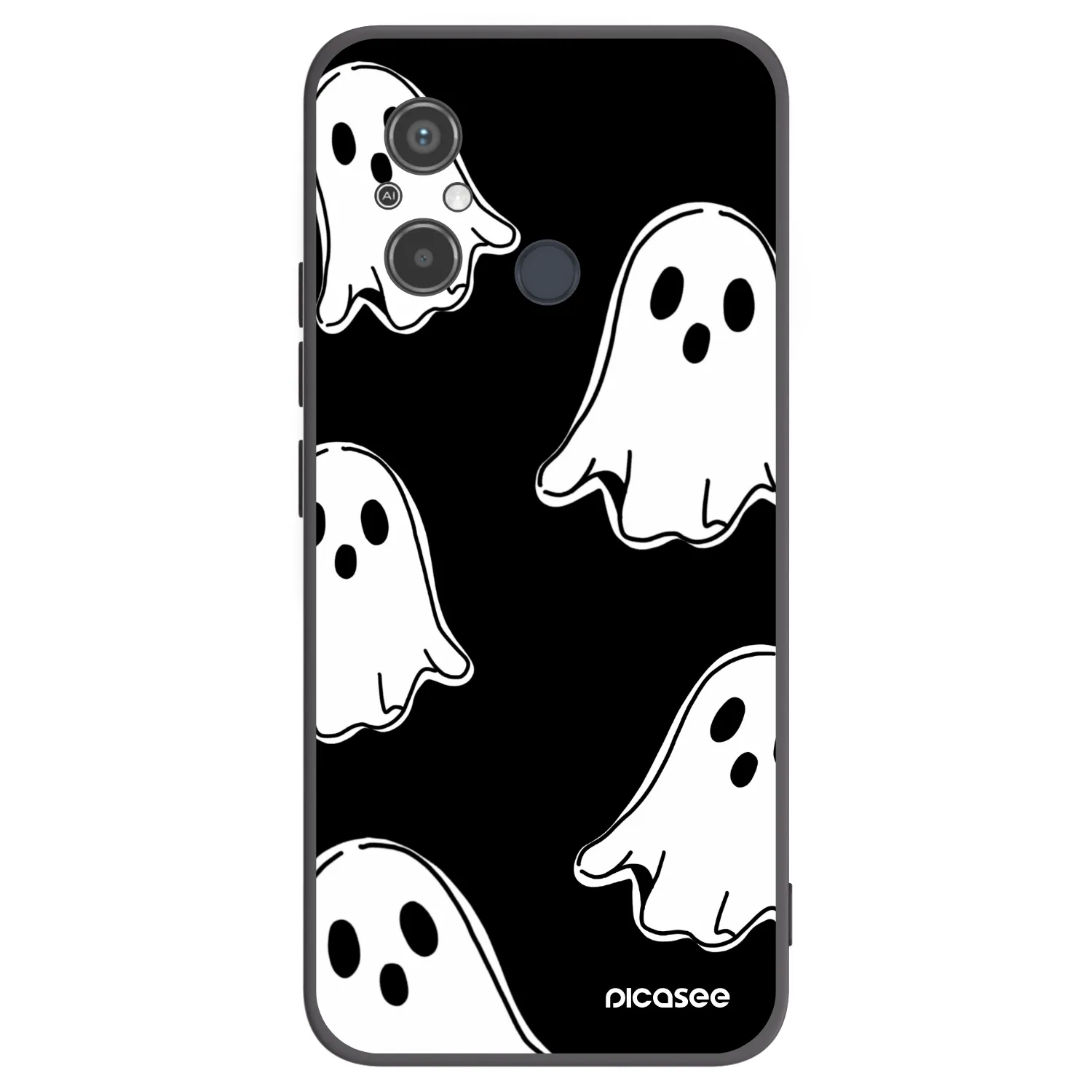 Picasee silikonowe czarne etui na Xiaomi Redmi 12C - Black ghosts