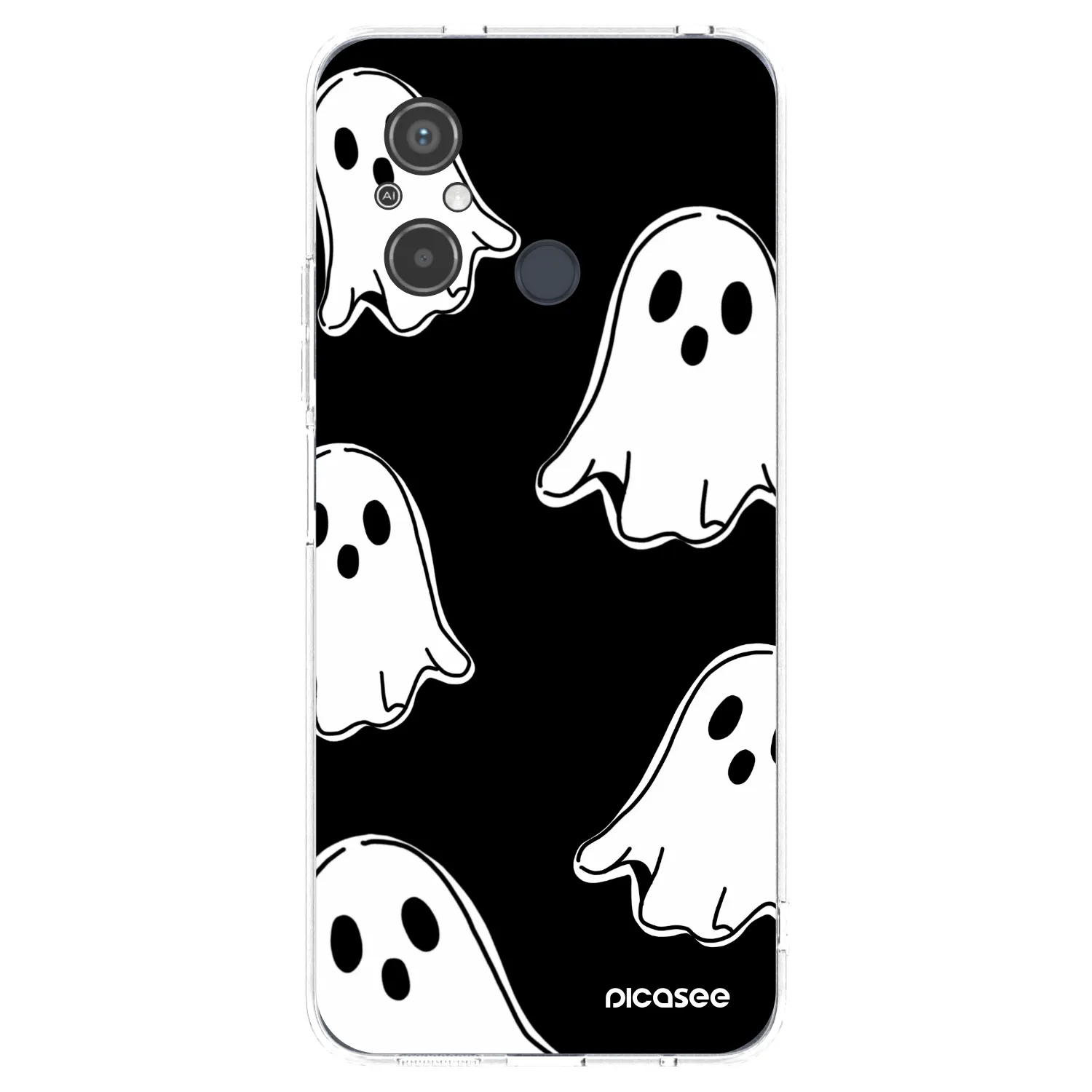 Picasee silikonowe przeźroczyste etui na Xiaomi Redmi 12C - Black ghosts