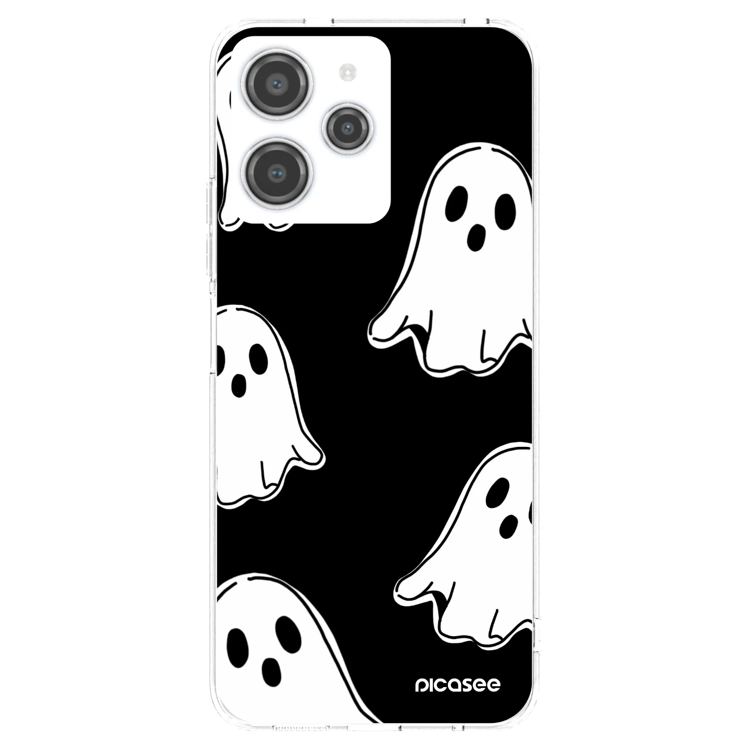 Picasee silikonowe przeźroczyste etui na Xiaomi Redmi 12 4G - Black ghosts