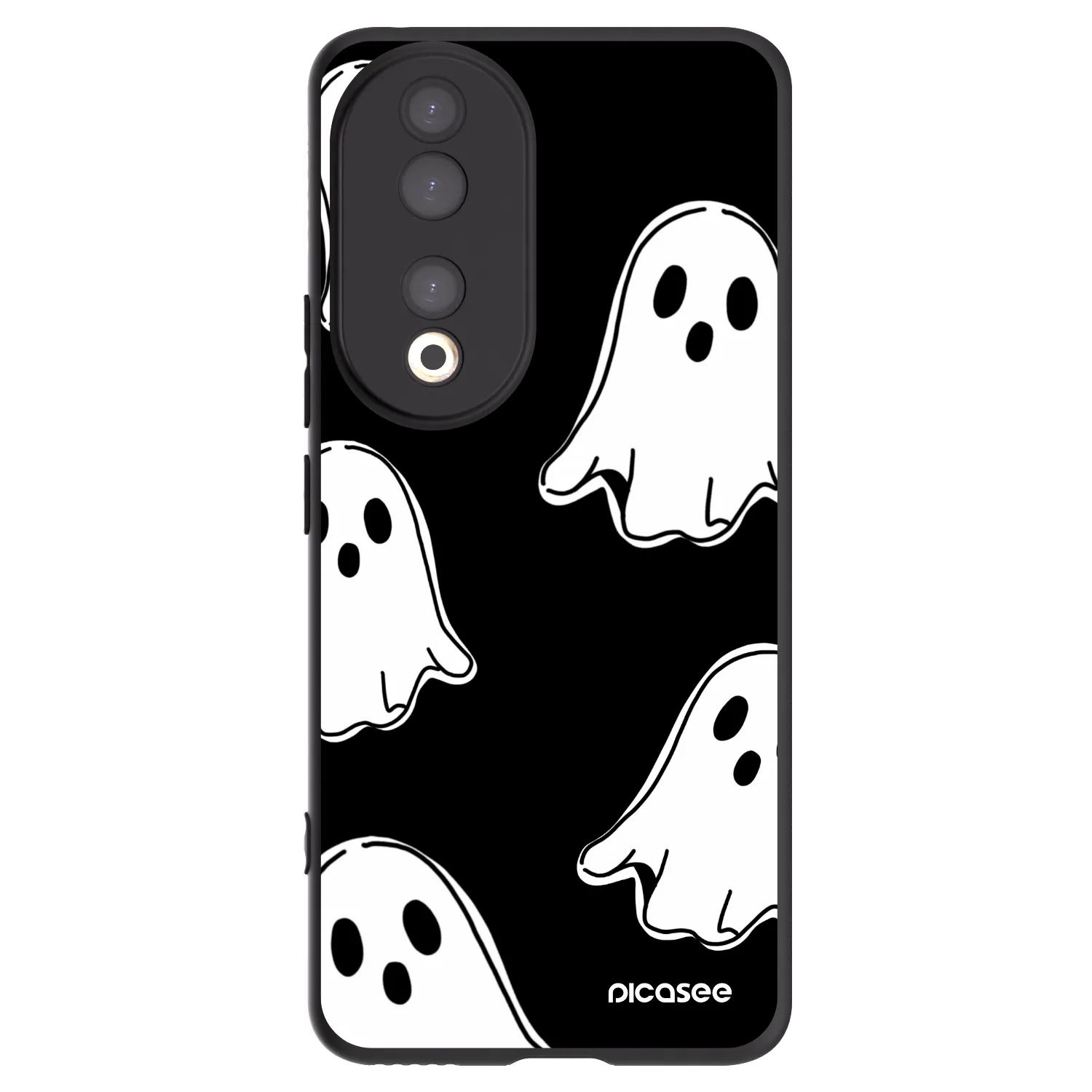 Picasee silikonowe czarne etui na Honor 90 5G - Black ghosts
