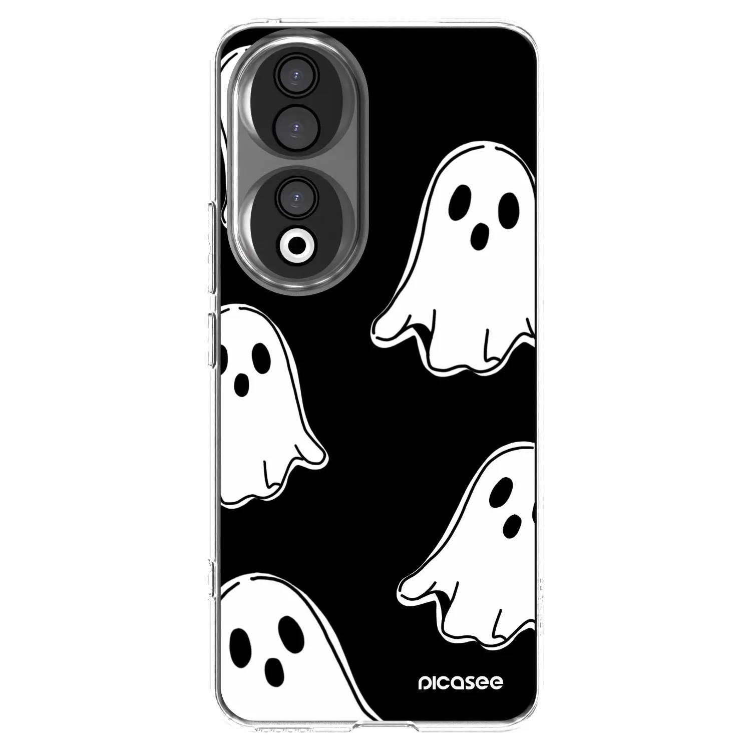 Picasee silikonowe przeźroczyste etui na Honor 90 5G - Black ghosts
