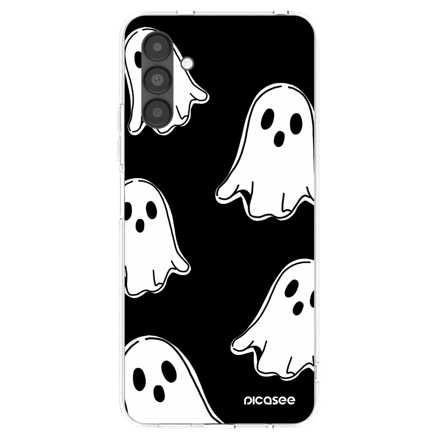 Picasee silikonowe przeźroczyste etui na Samsung Galaxy A04s A047F - Black ghosts