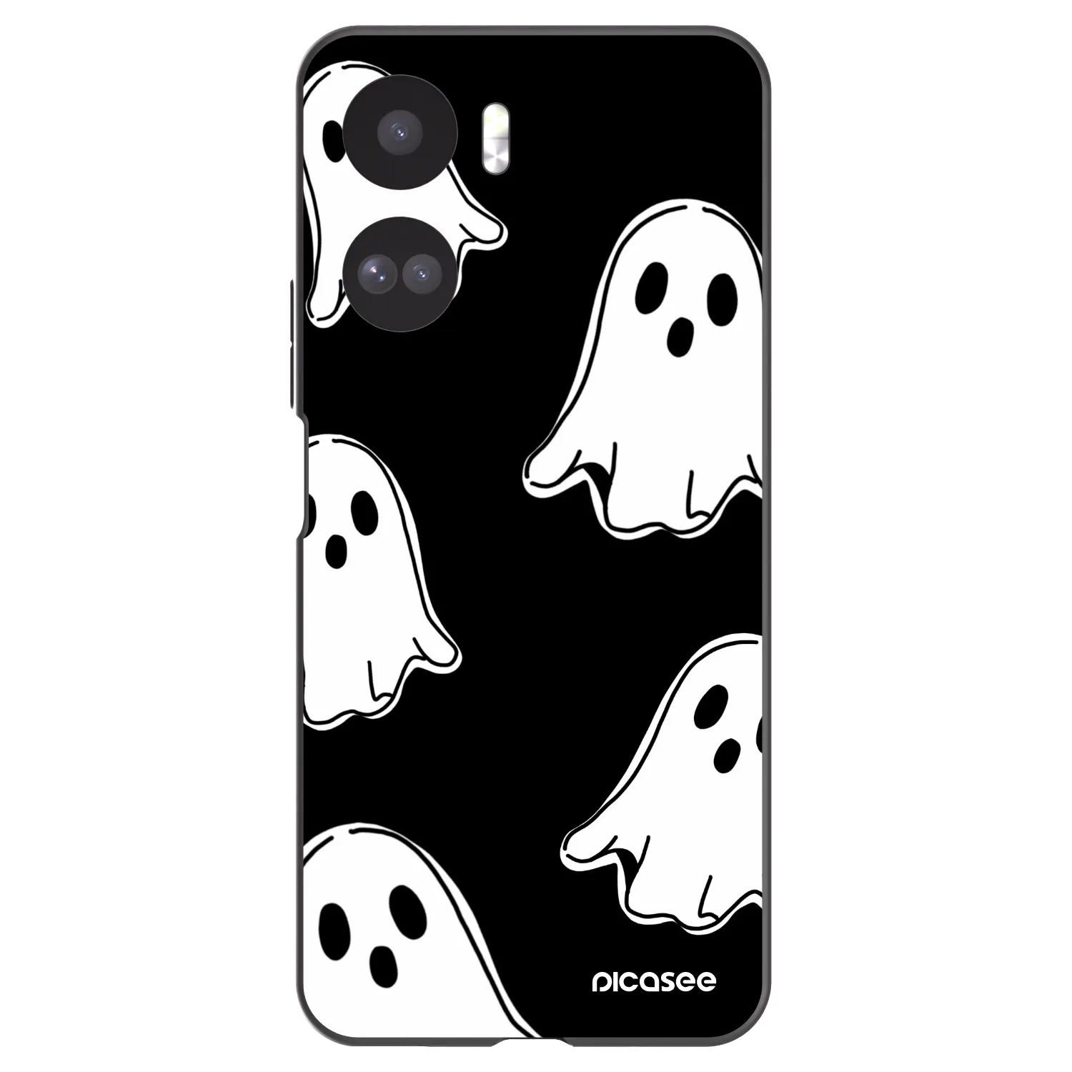 Picasee silikonowe czarne etui na Honor 90 Lite 5G - Black ghosts