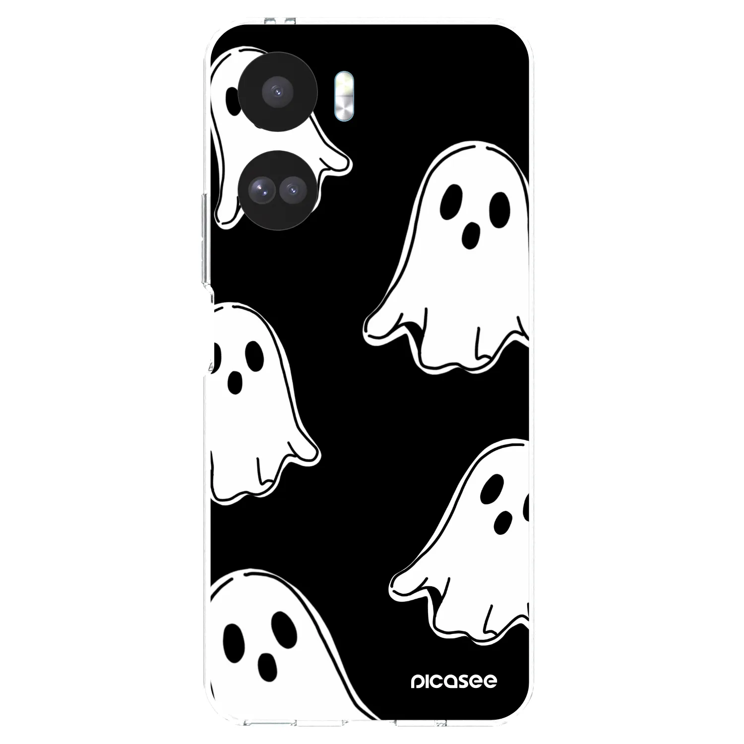 Picasee silikonowe przeźroczyste etui na Honor 90 Lite 5G - Black ghosts