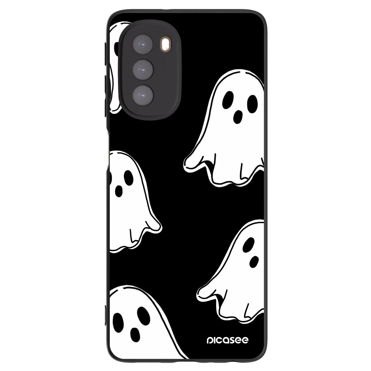 Picasee silikonowe czarne etui na Motorola Moto G51 - Black ghosts