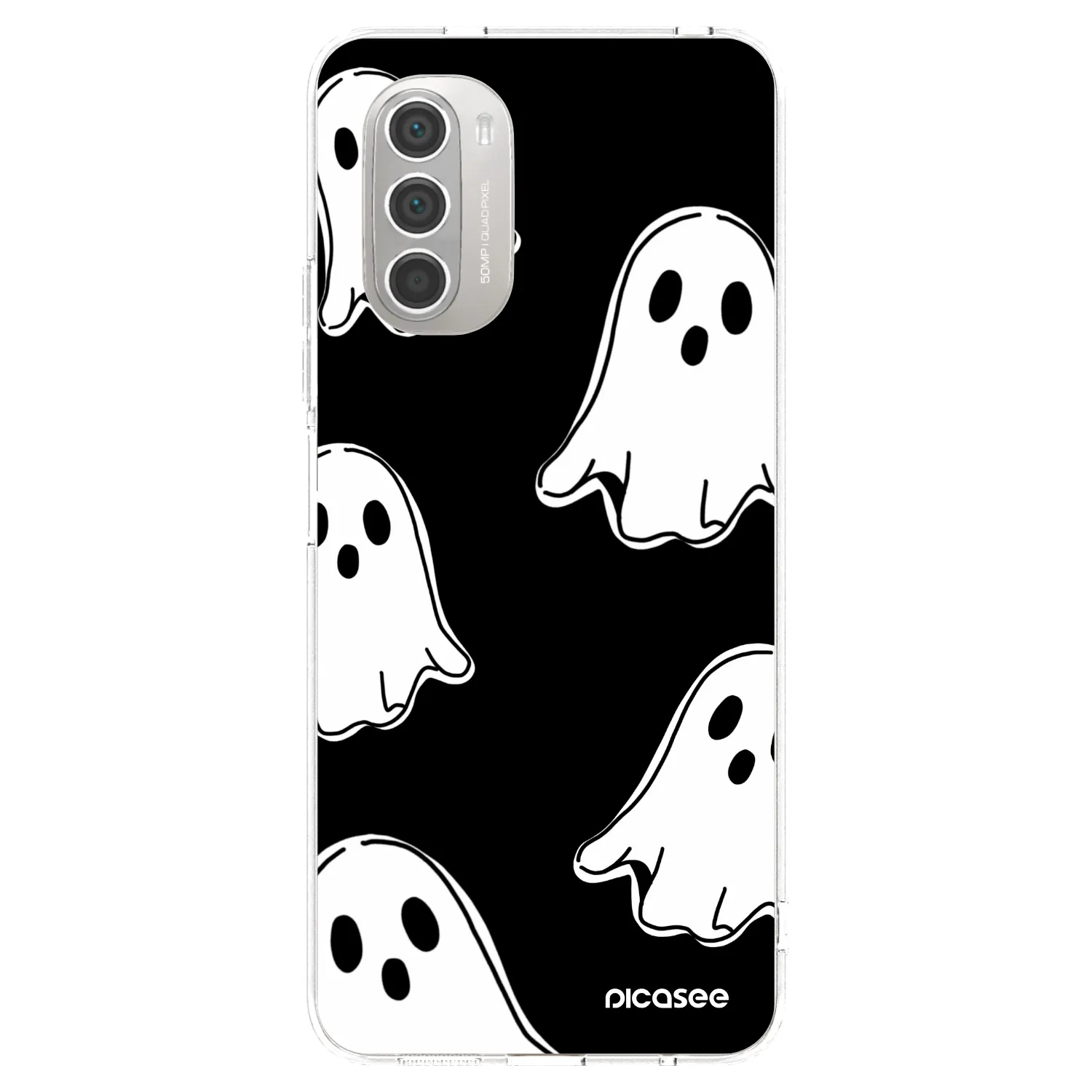 Picasee silikonowe przeźroczyste etui na Motorola Moto G51 - Black ghosts