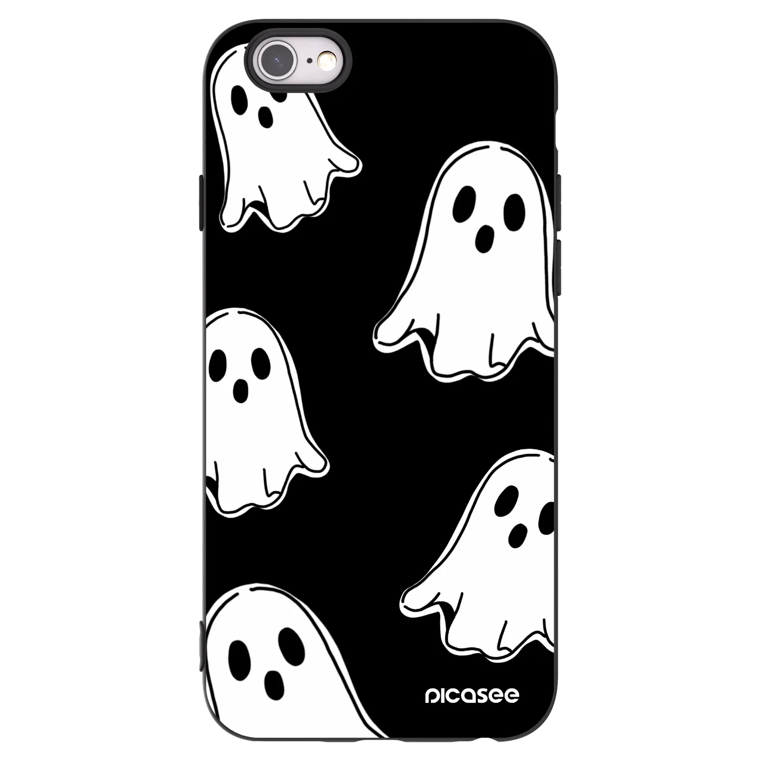 Picasee silikonowe czarne etui na Apple iPhone 6/6S - Black ghosts