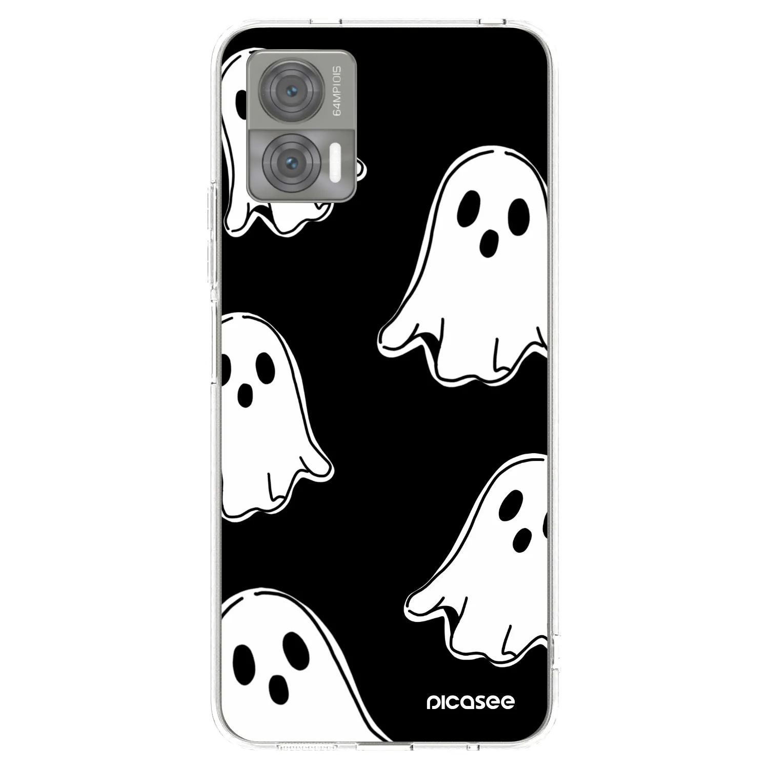 Picasee silikonowe przeźroczyste etui na Motorola Edge 30 Neo - Black ghosts