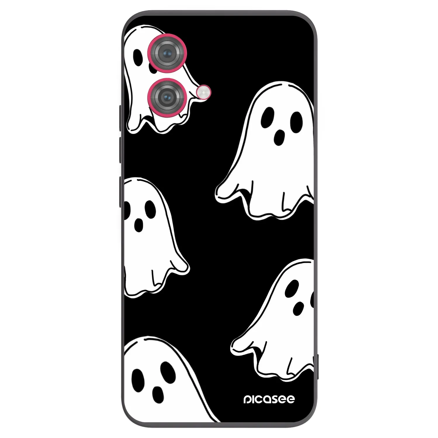 Picasee silikonowe czarne etui na Motorola Moto G84 5G - Black ghosts