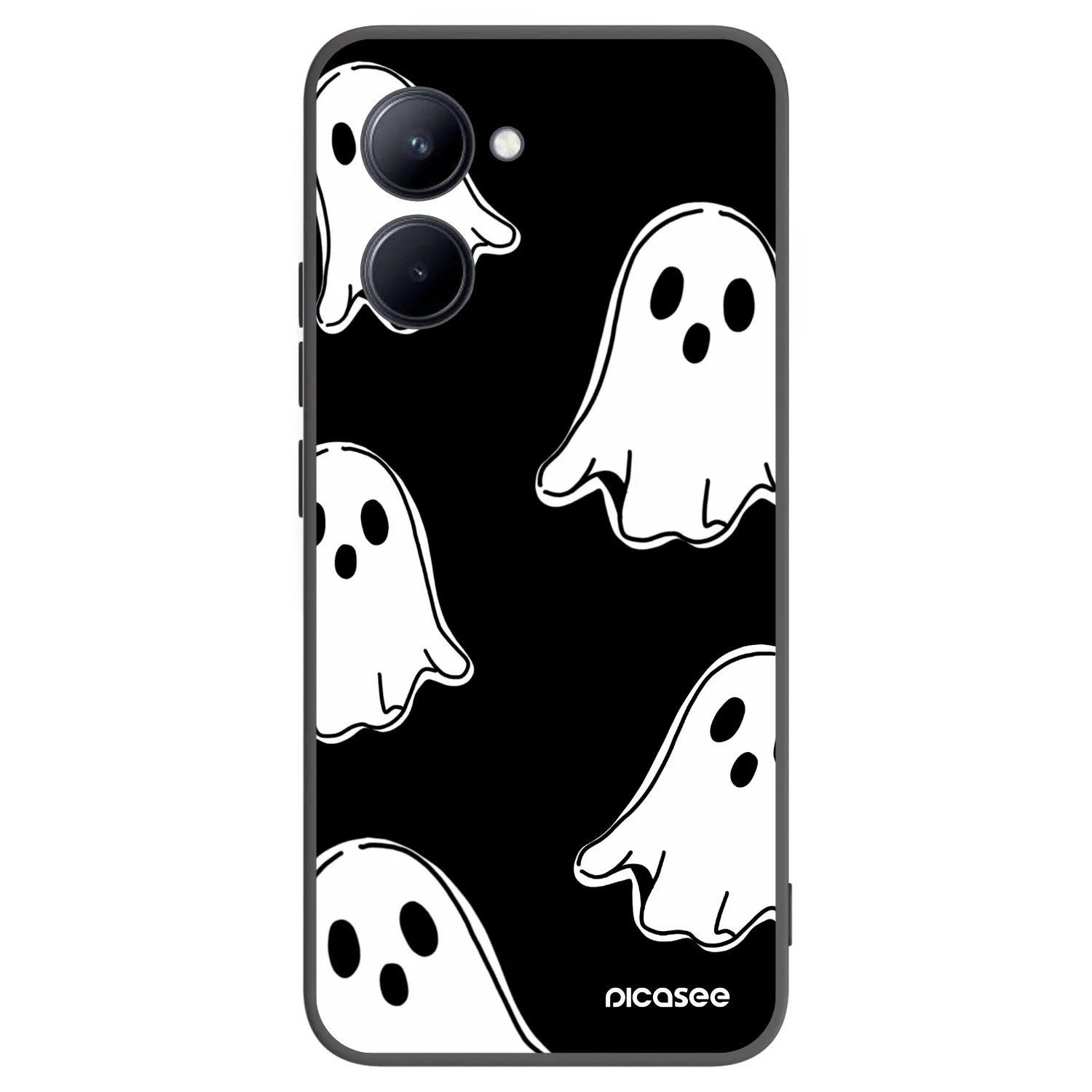 Picasee silikonowe czarne etui na Realme C33 (2023) - Black ghosts
