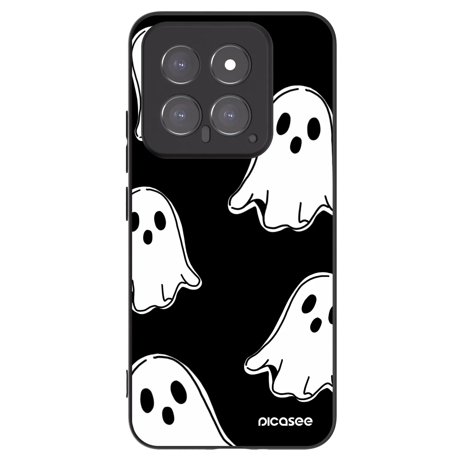 Picasee silikonowe czarne etui na Xiaomi 14 - Black ghosts