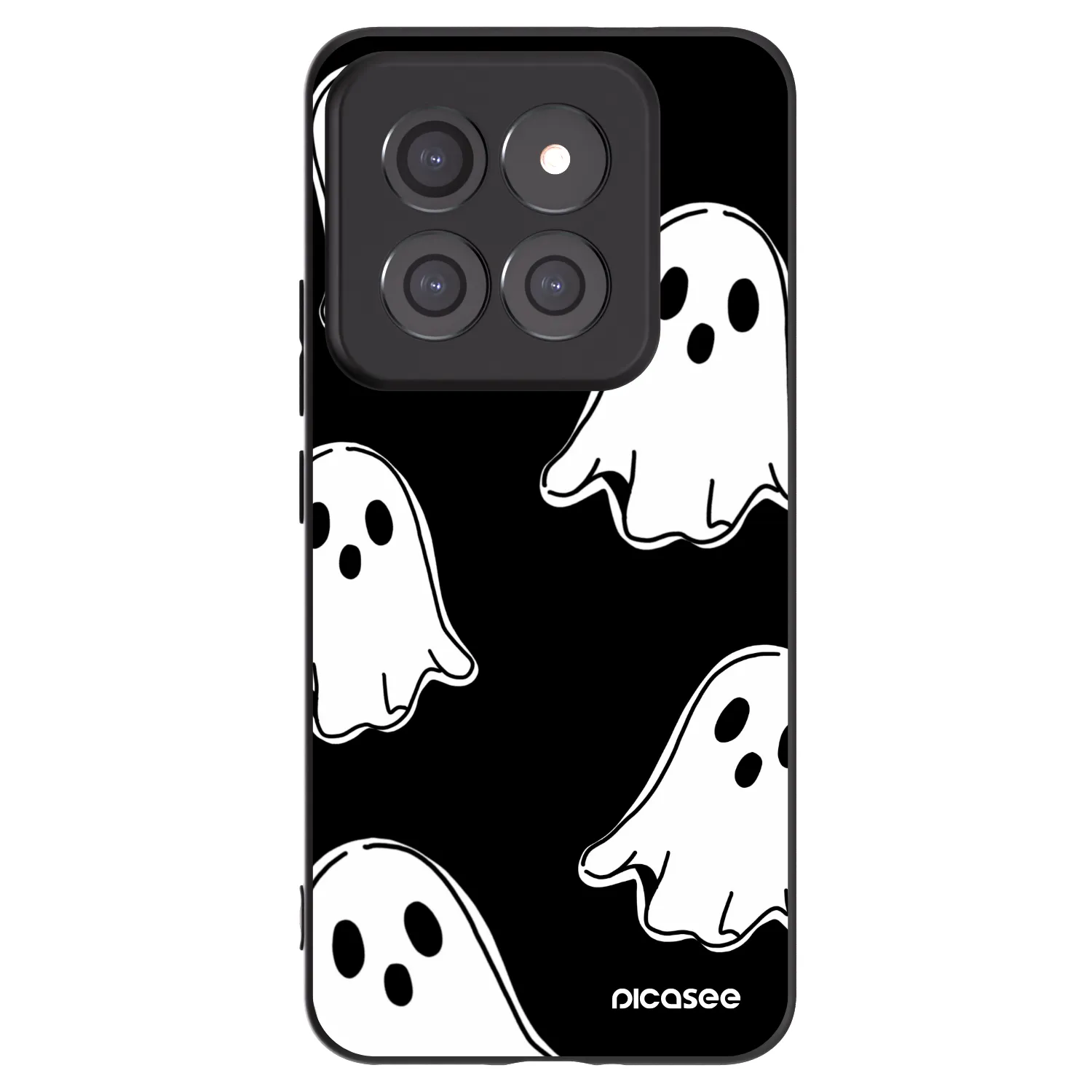 Picasee silikonowe czarne etui na Xiaomi 14 Pro - Black ghosts