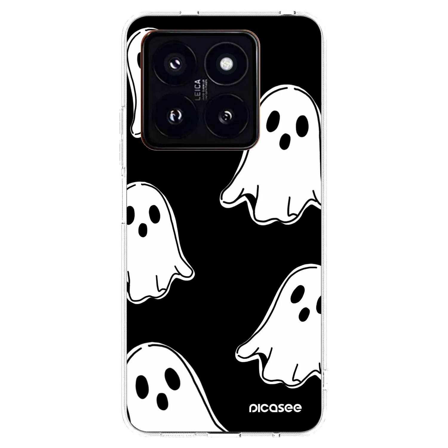 Picasee silikonowe przeźroczyste etui na Xiaomi 14 Pro - Black ghosts