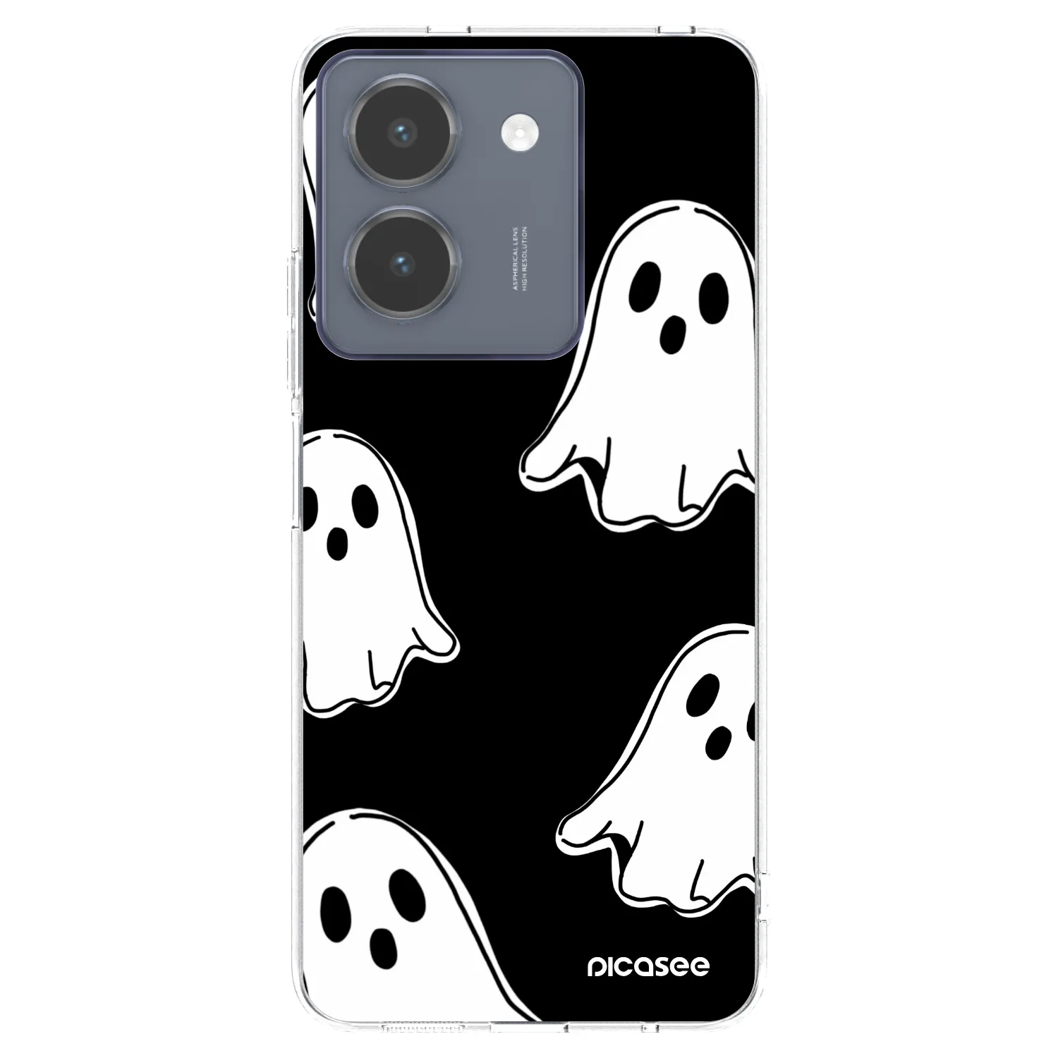 Picasee silikonowe przeźroczyste etui na Vivo Y36 4G - Black ghosts