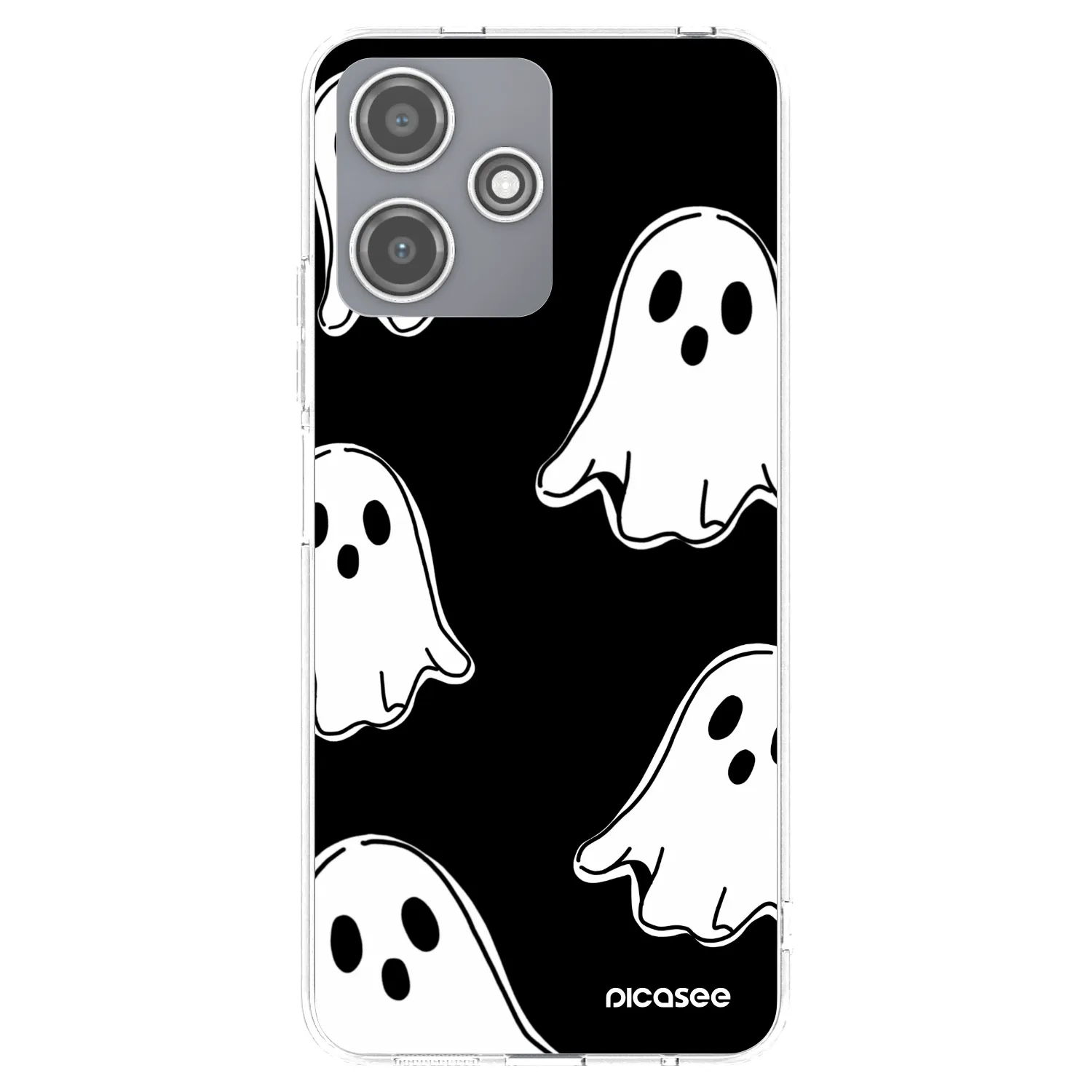 Picasee silikonowe przeźroczyste etui na Xiaomi Redmi 12 5G - Black ghosts