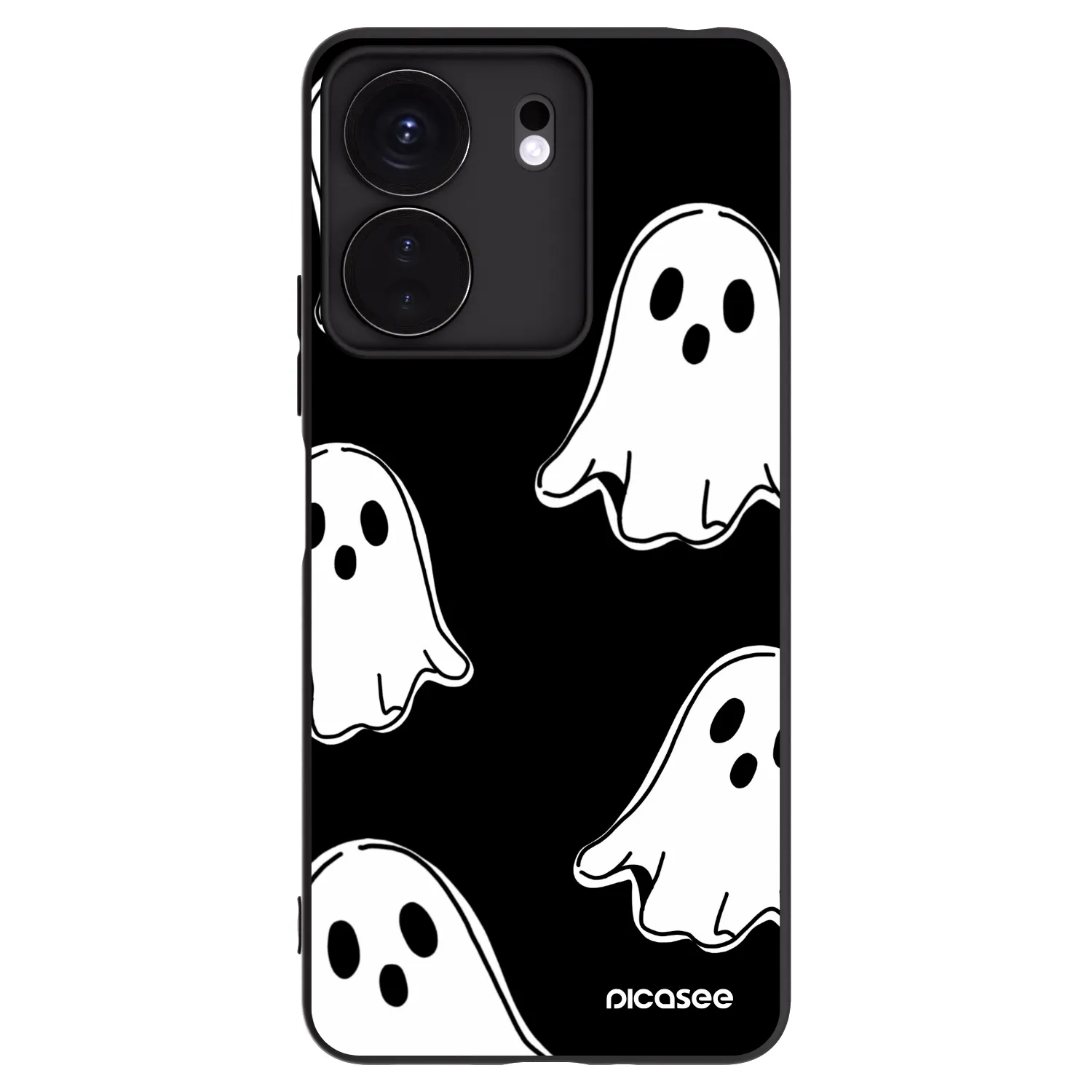 Picasee silikonowe czarne etui na Xiaomi Redmi 13C 4G - Black ghosts