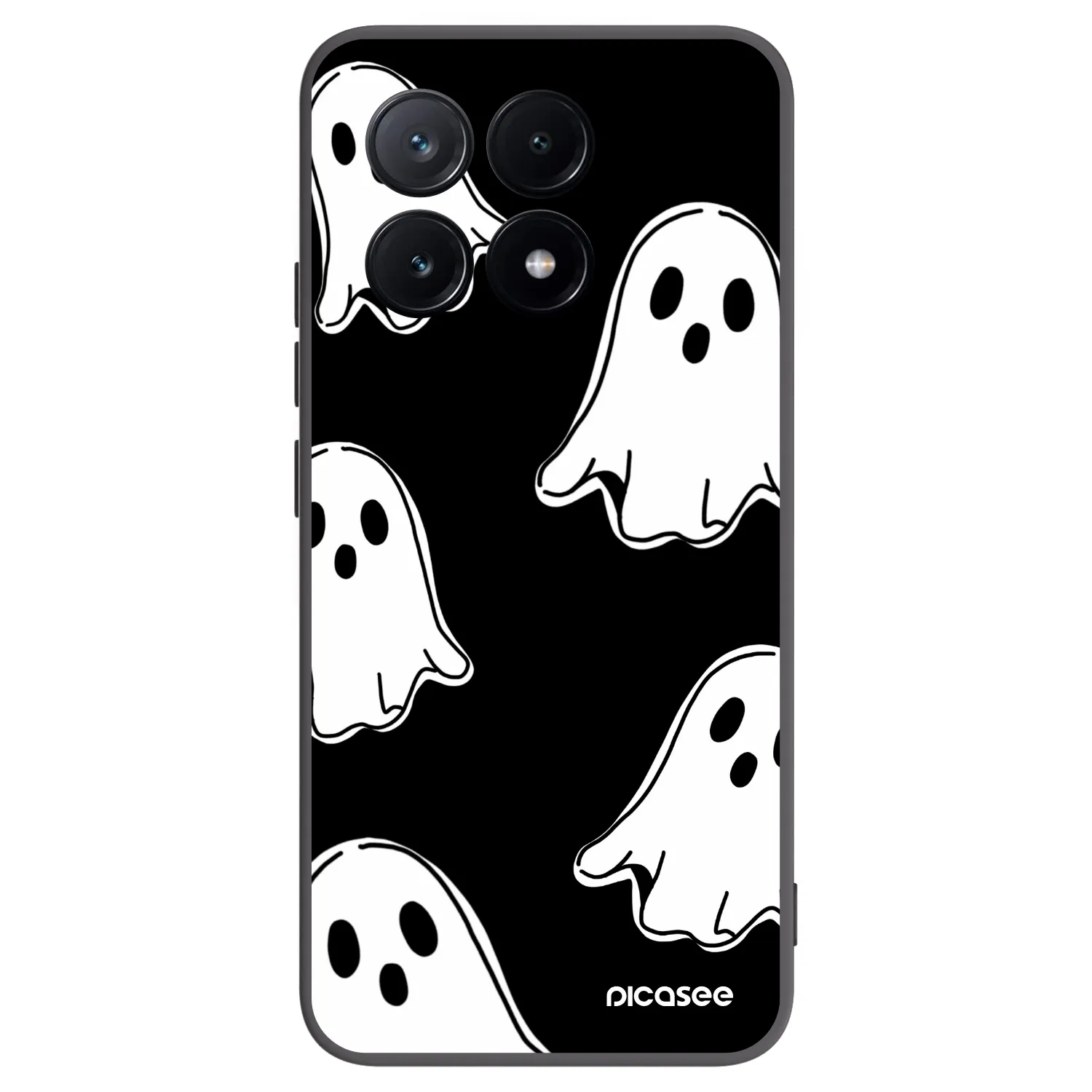 Picasee silikonowe czarne etui na Xiaomi Poco X6 Pro - Black ghosts