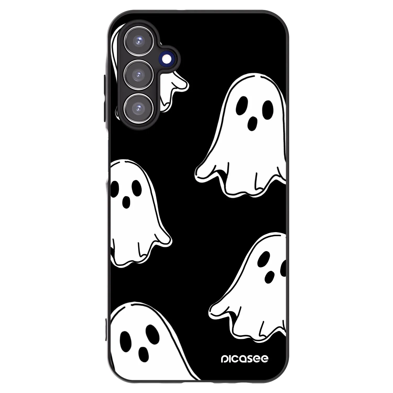 Picasee silikonowe czarne etui na Samsung Galaxy A15 A155F 4G - Black ghosts